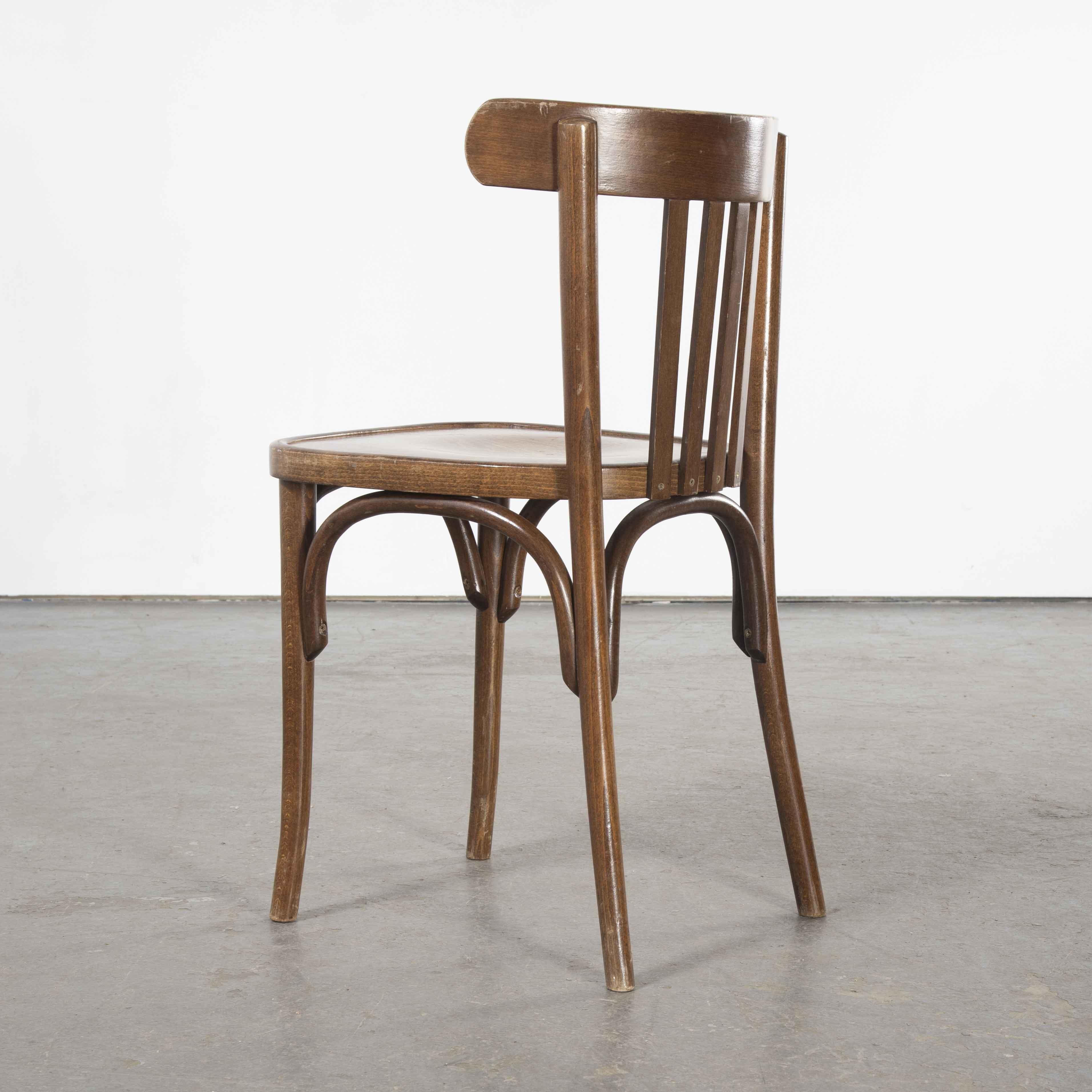 1970's French Dark Oak Bentwood Dining Chairs, Set of Five In Good Condition In Hook, Hampshire