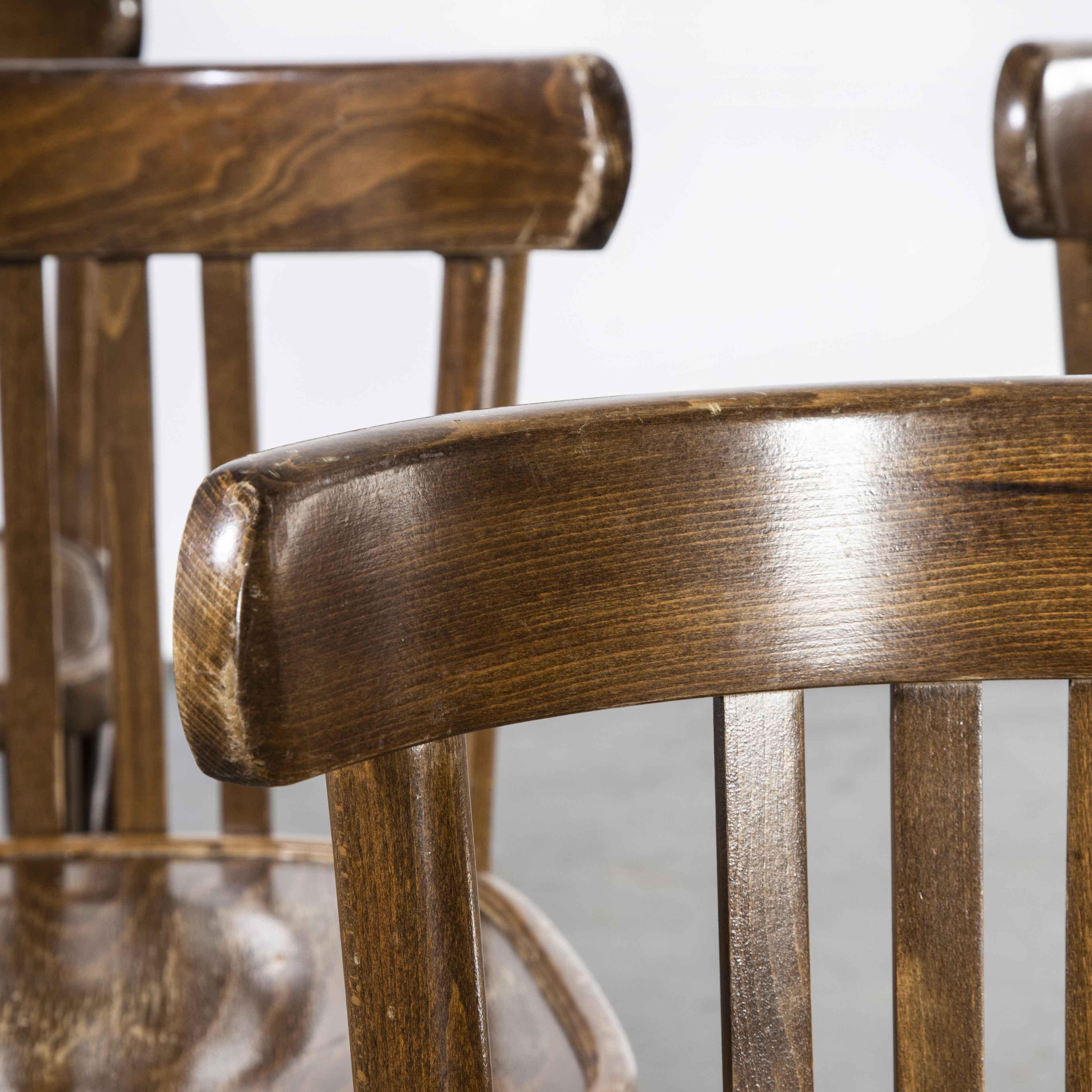 1970's French Dark Oak Bentwood Dining Chairs, Set of Five 2