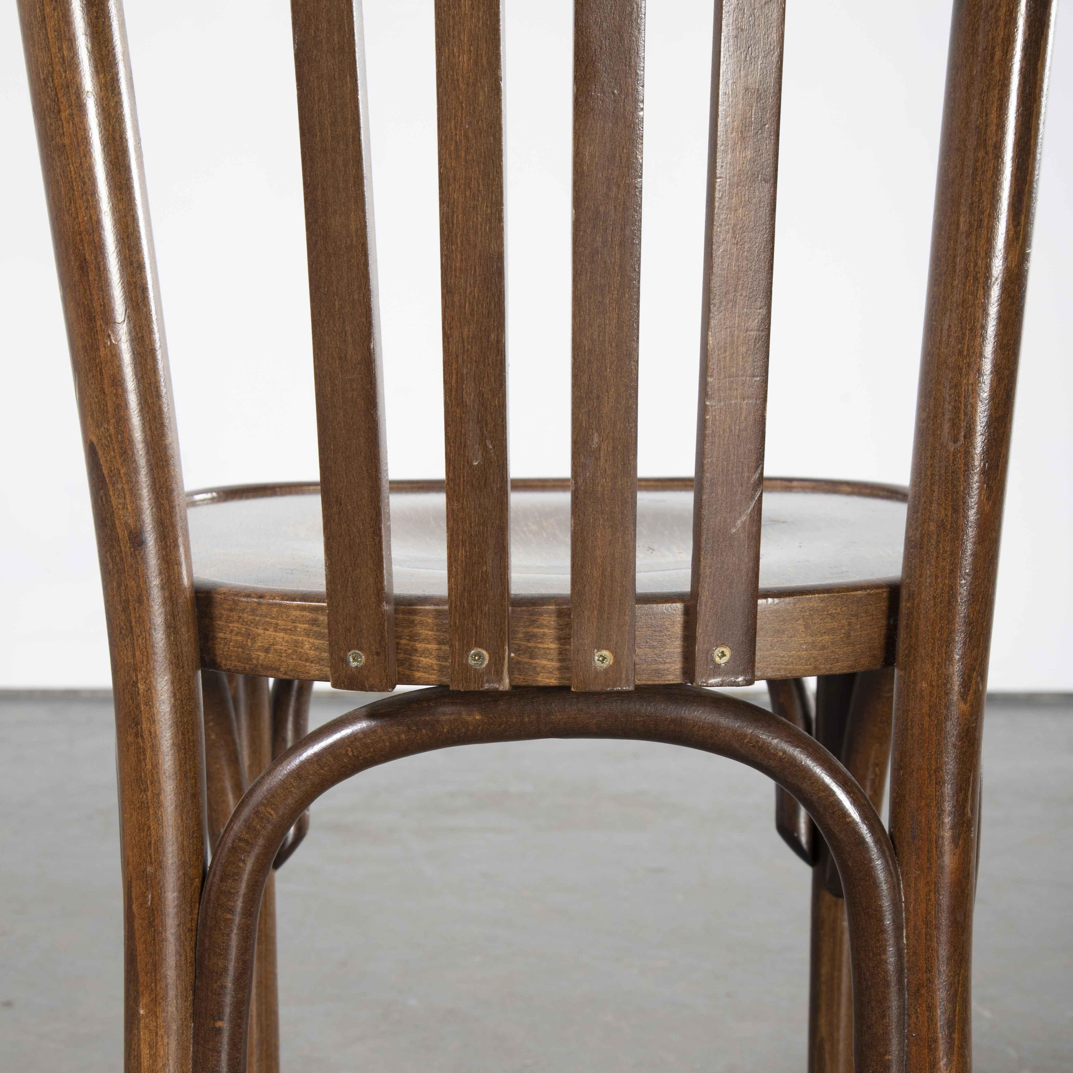 1970's French Dark Oak Bentwood Dining Chairs, Set of Five 3