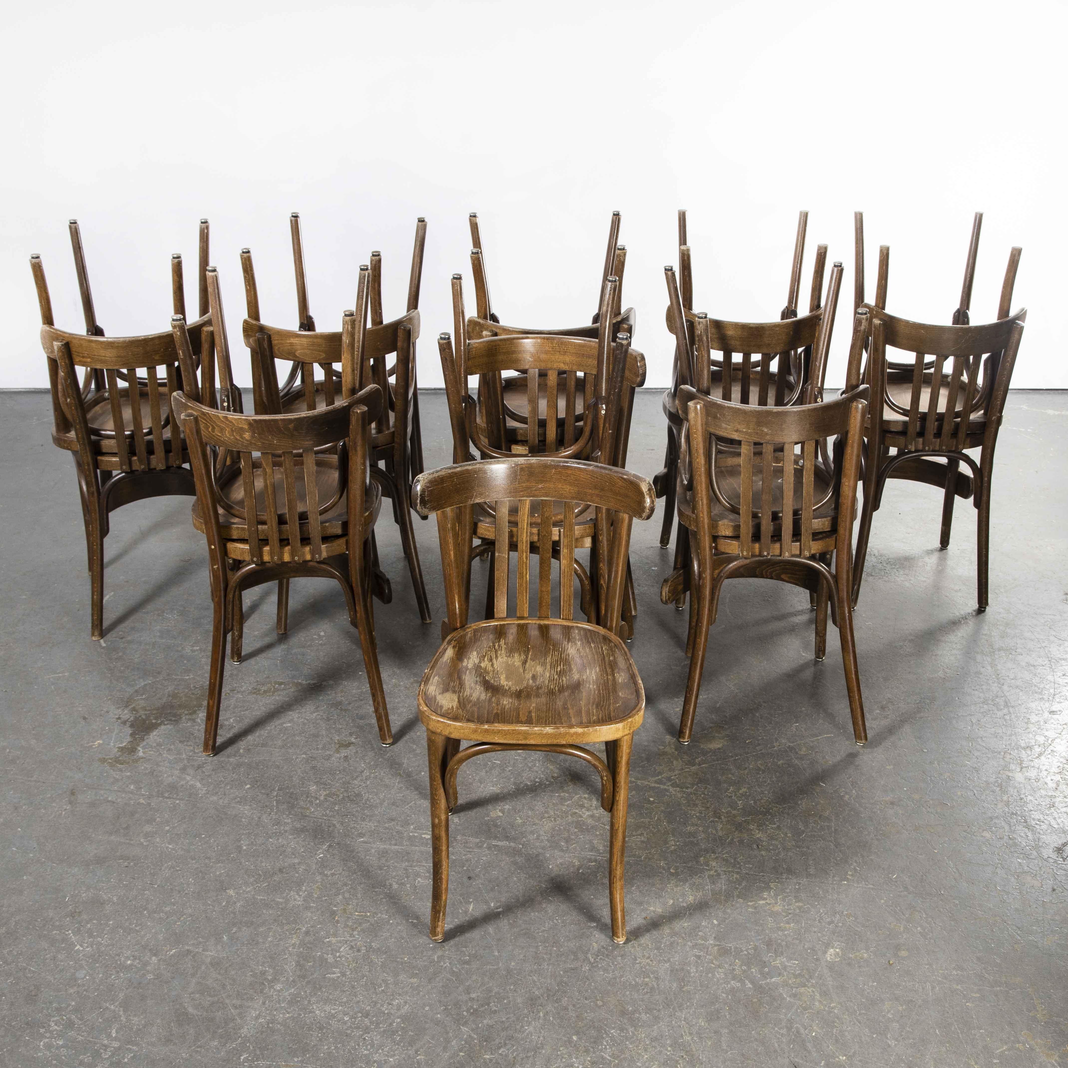 Late 20th Century 1970's French Dark Oak Bentwood Dining Chairs, Various Quantities Available