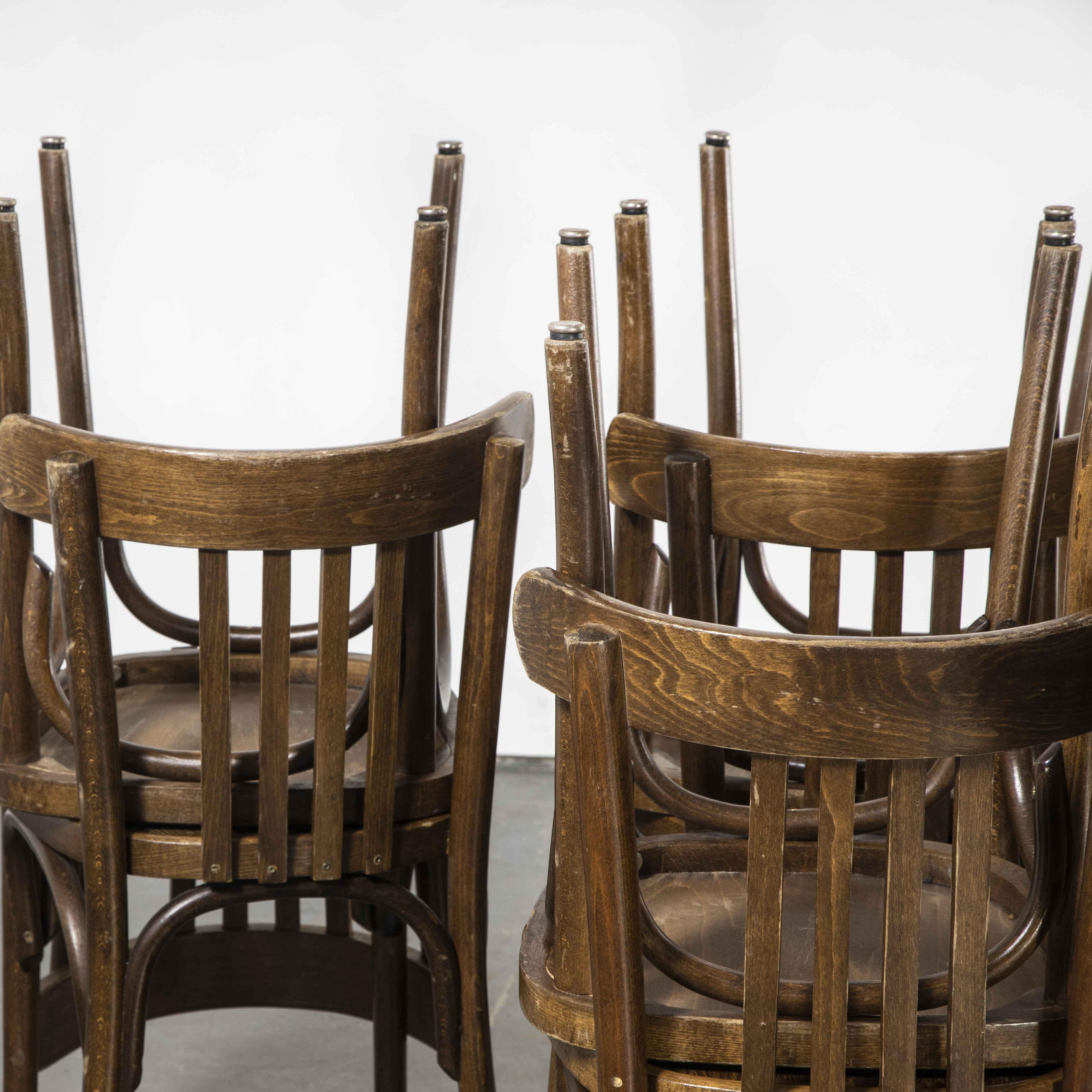 1970's French Dark Oak Bentwood Dining Chairs, Various Quantities Available 3