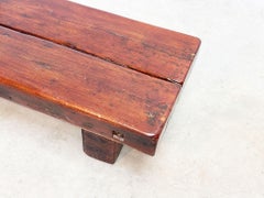 1970's French dark oak brutalist coffee table