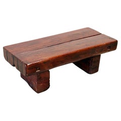 1970's French dark oak brutalist coffee table