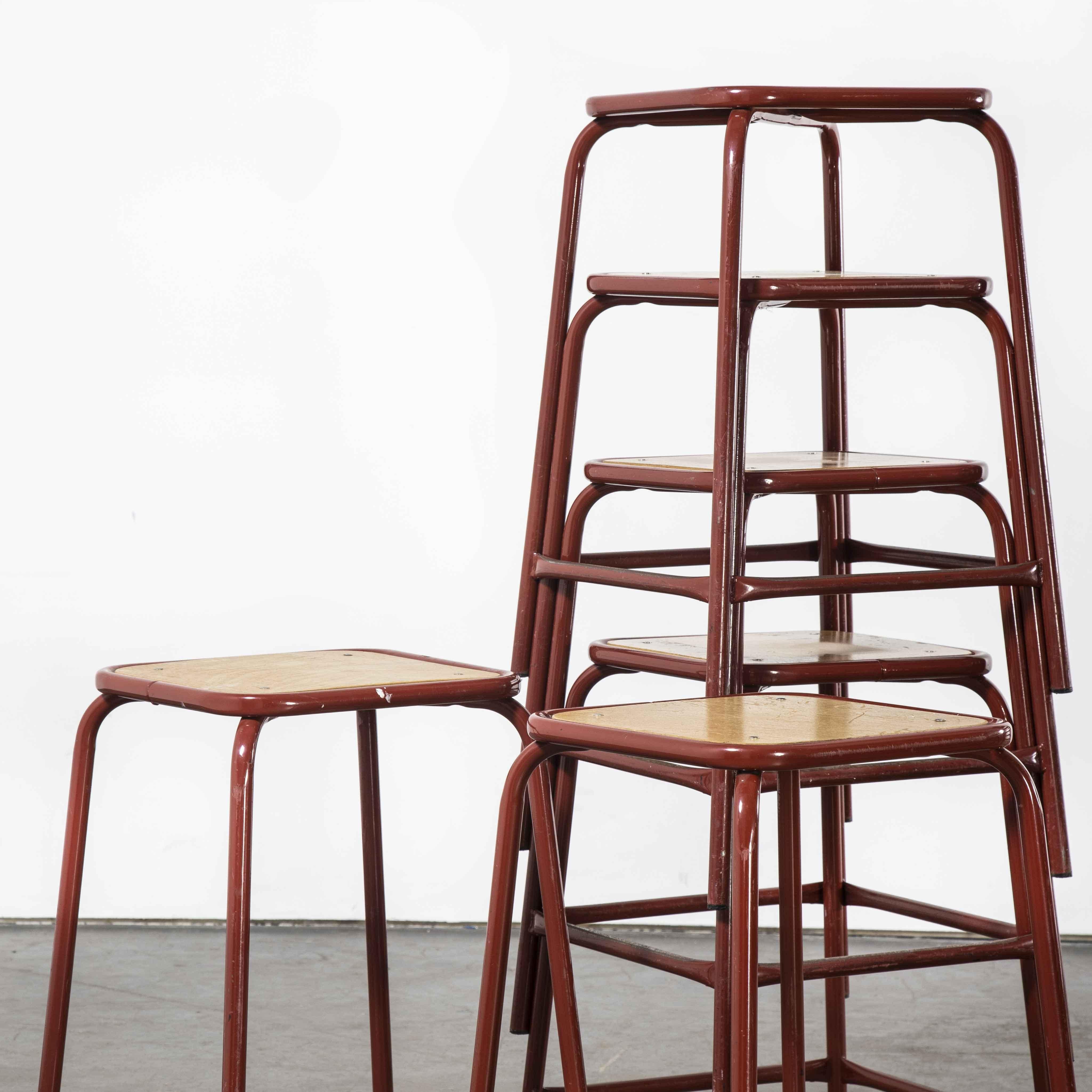 1970's French Dark Red Laboratory Stools, Set of Twelve For Sale 1