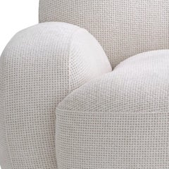 1970s French Design Style All in Beige Bouclé Fabric Swivel Armchair