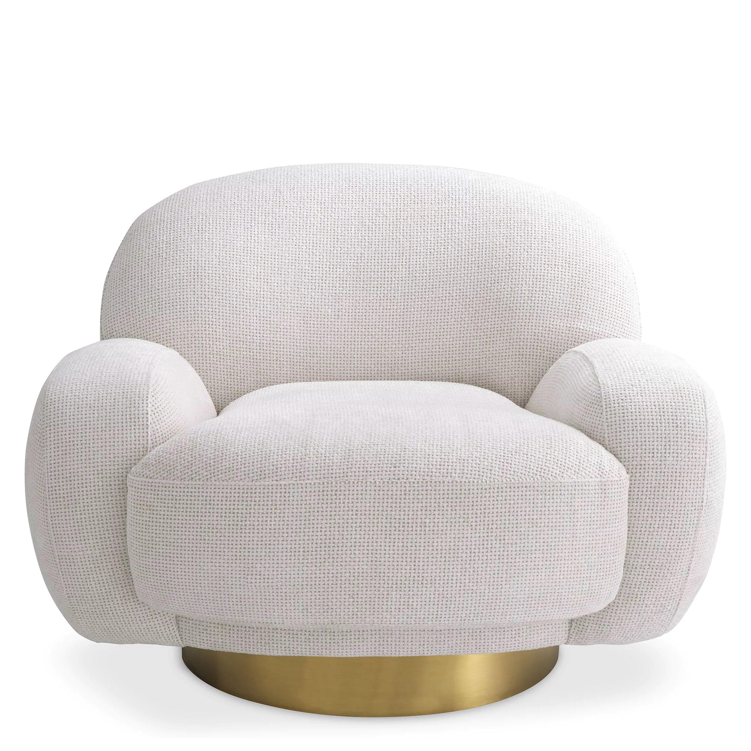 Mid-Century Modern 1970s French Design Style All in Beige Bouclé Fabric Swivel Armchair For Sale