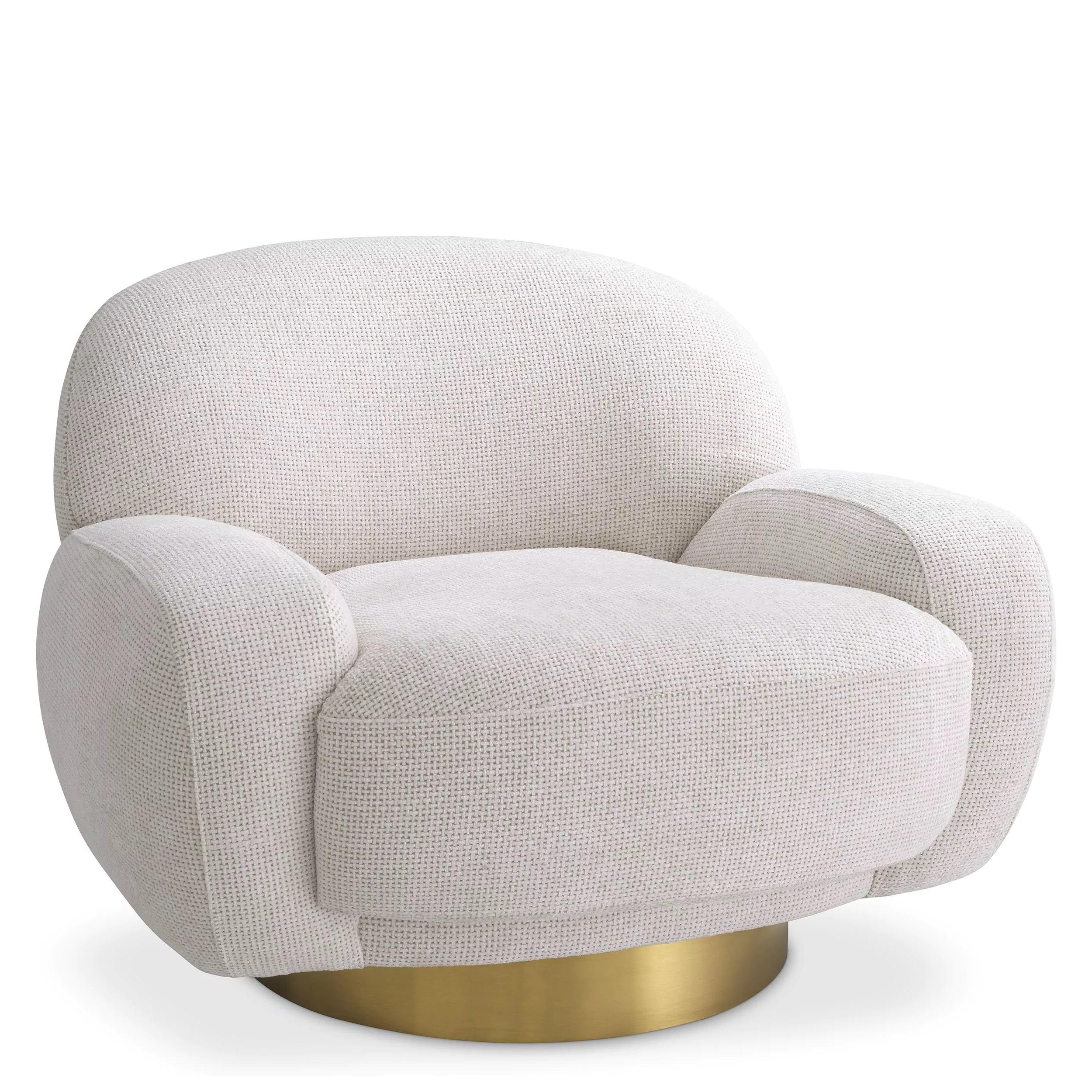 1970s French Design Style All in Beige Bouclé Fabric Swivel Armchair In New Condition For Sale In Tourcoing, FR