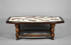 1970s French Designer Coffee Table with Tiled Signed Top