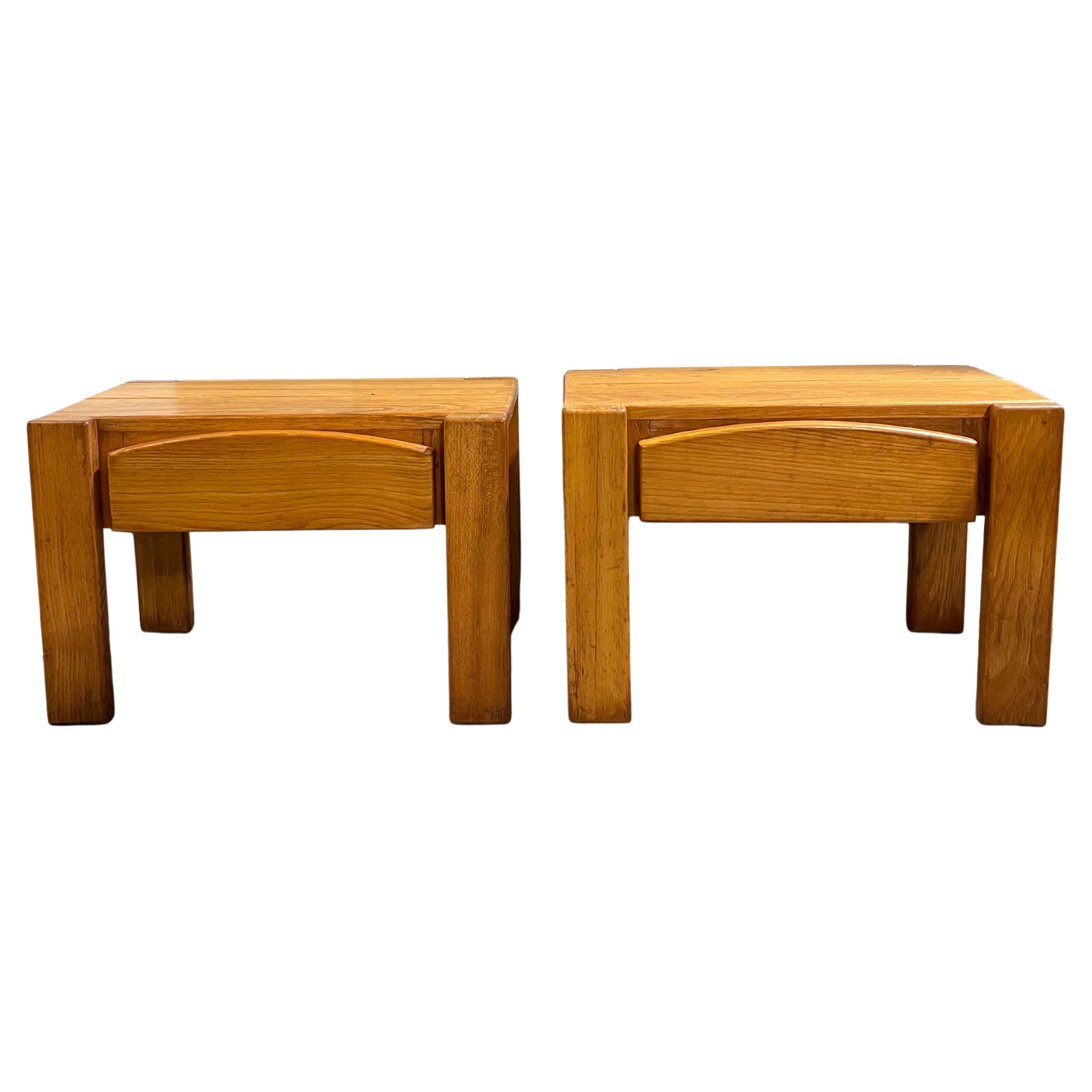 Tables de nuit en orme français des années 1970 par Maison Regain