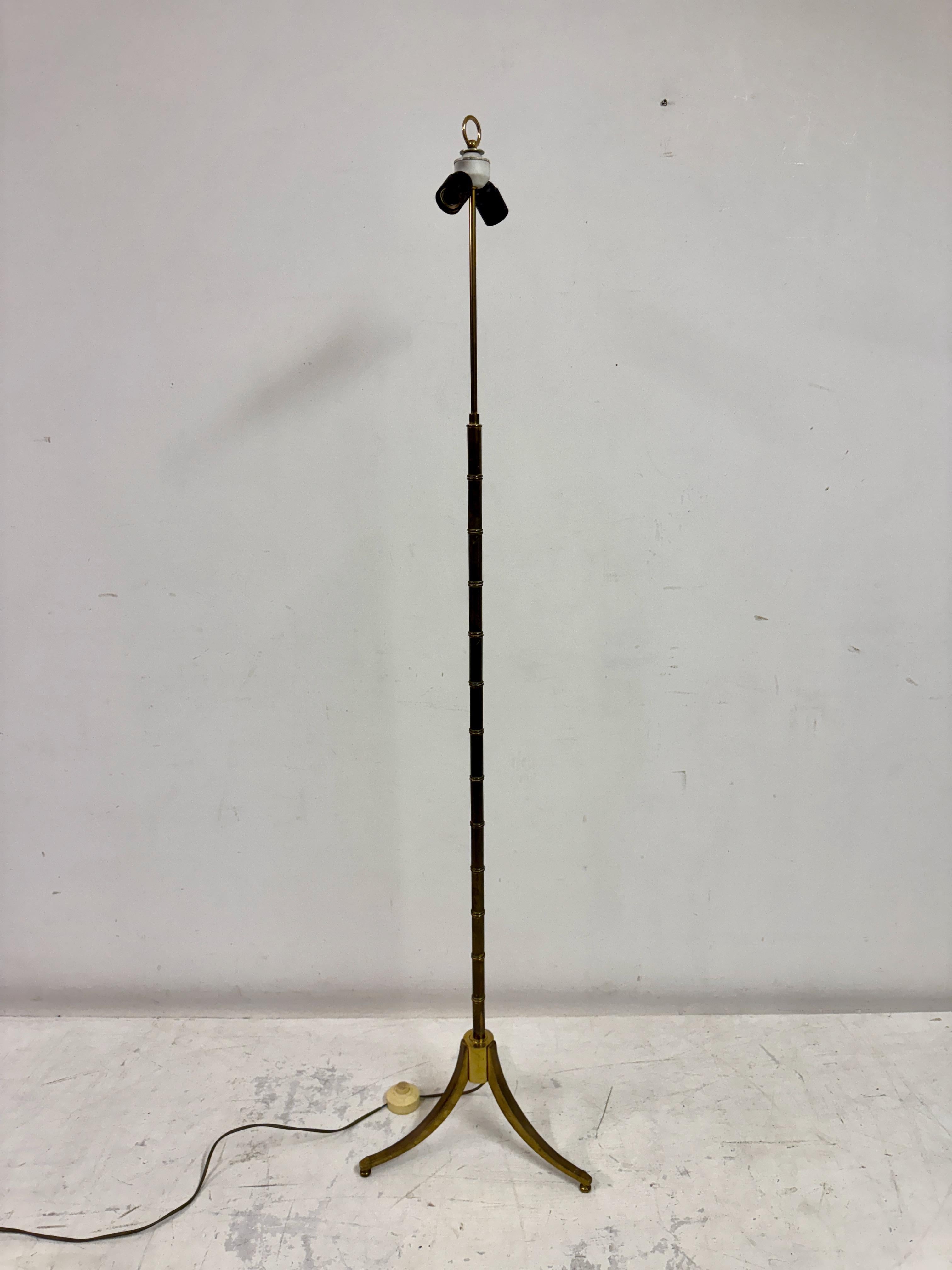 1970s French Faux Bamboo Floor Lamp in Brass For Sale 8