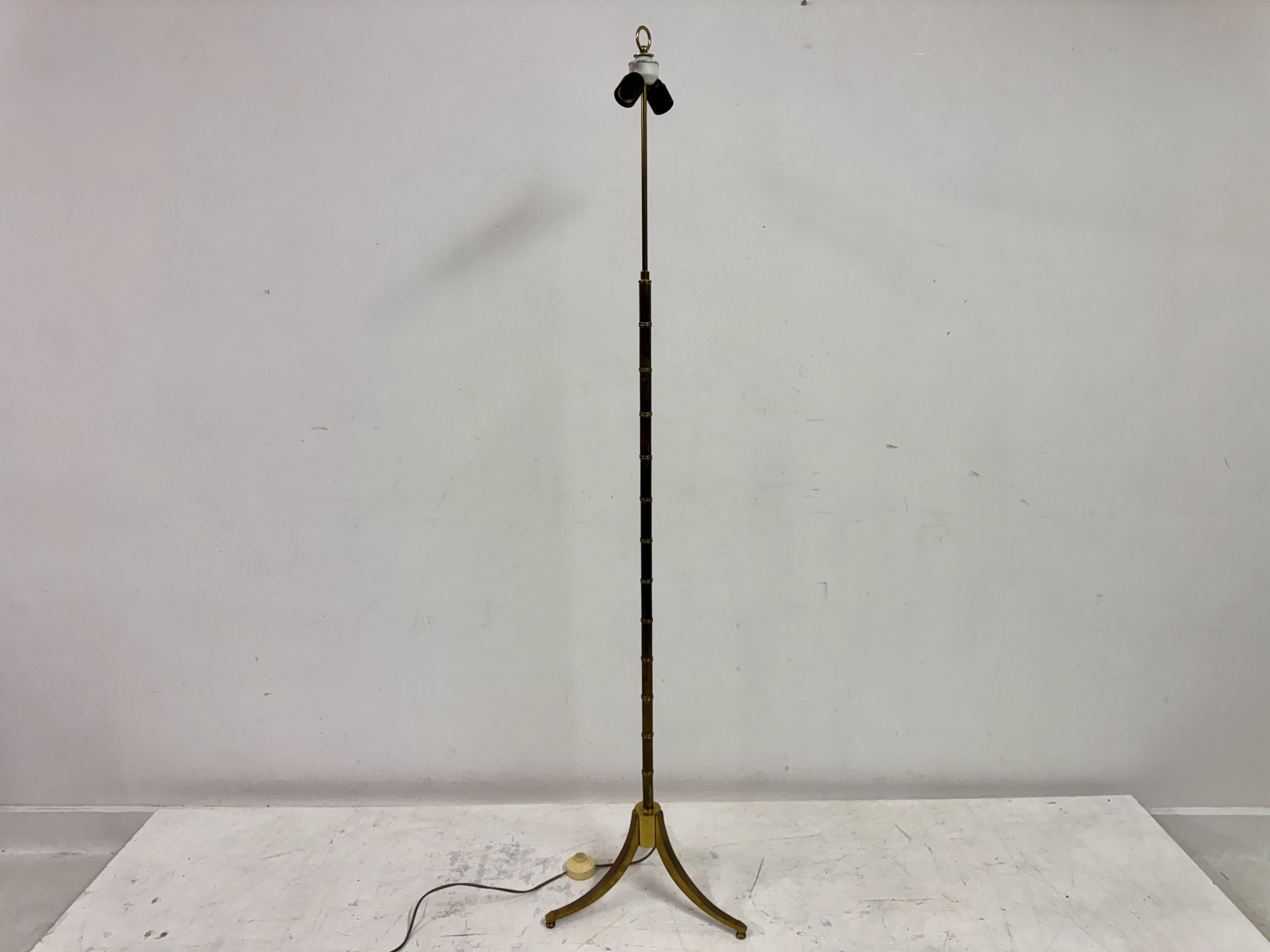 1970s French Faux Bamboo Floor Lamp in Brass For Sale 9