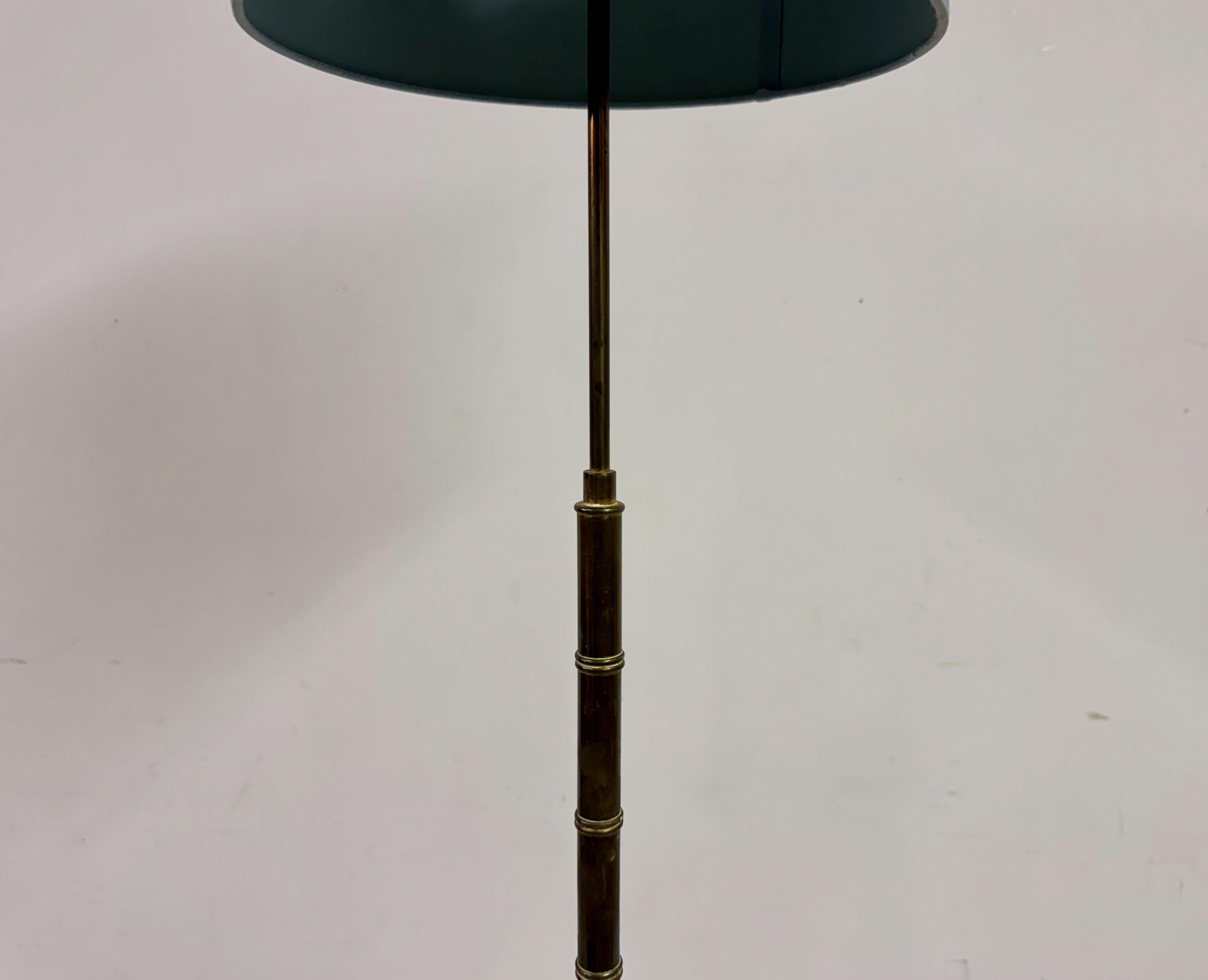20th Century 1970s French Faux Bamboo Floor Lamp in Brass For Sale