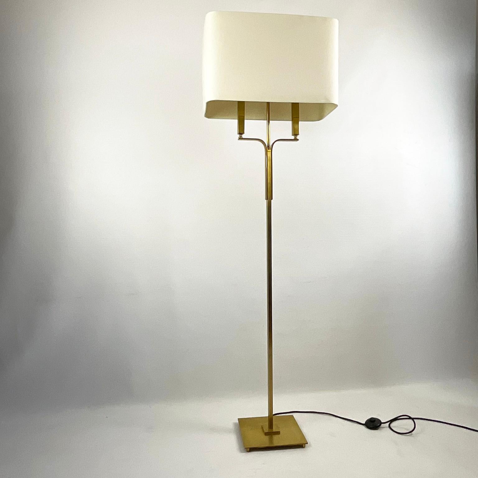 20th Century 1970s French Floor Lamp in Brushed Brass For Sale