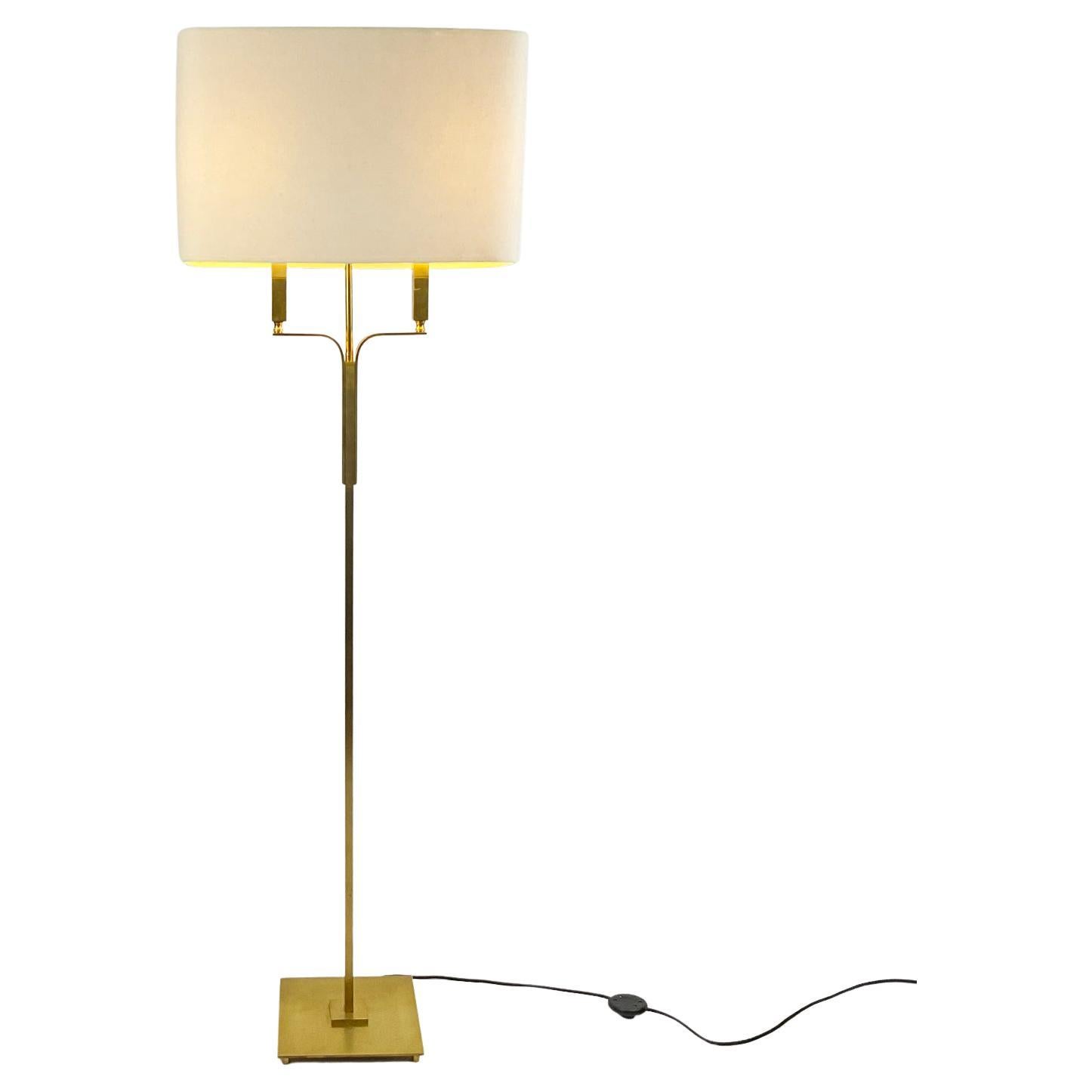 1970s French Floor Lamp in Brushed Brass For Sale