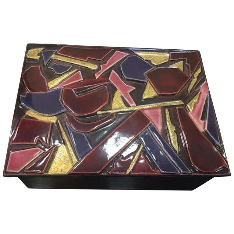 Mid-Century Modern 1970s French Francois Limbo Rare Box with Multi-Color Organic Shapes