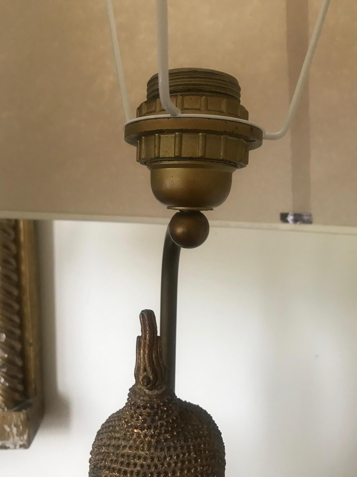 1970s French Gilded Metal Buddha Lamp For Sale 7