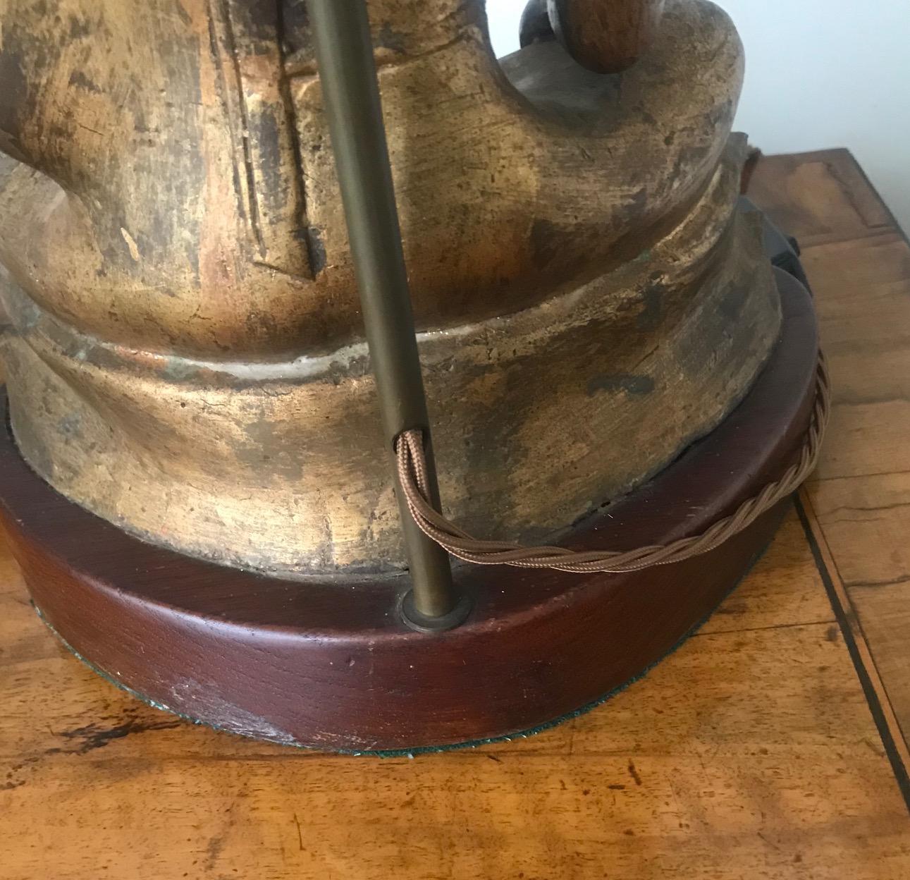 1970s French Gilded Metal Buddha Lamp For Sale 10