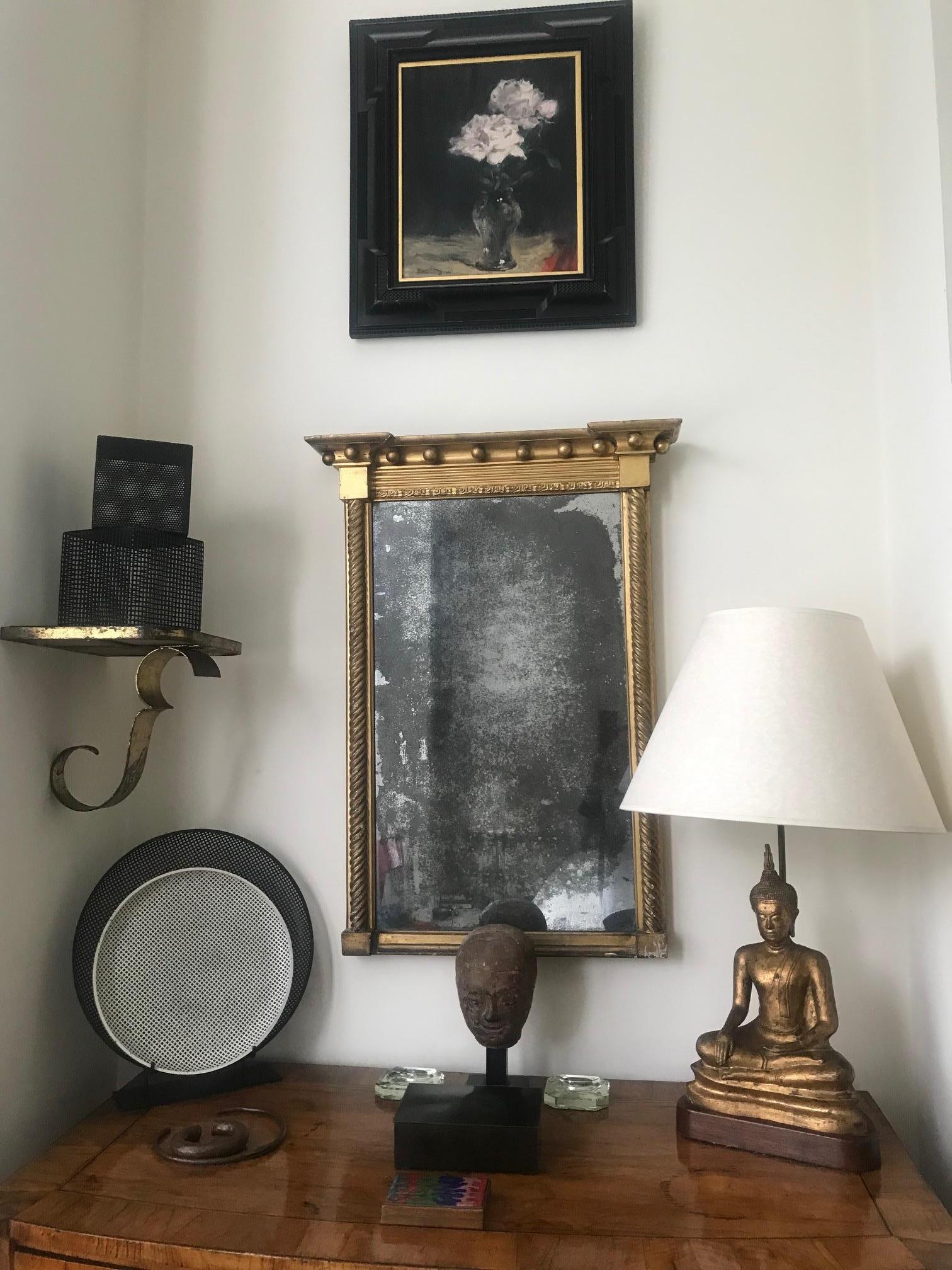 20th Century 1970s French Gilded Metal Buddha Lamp For Sale