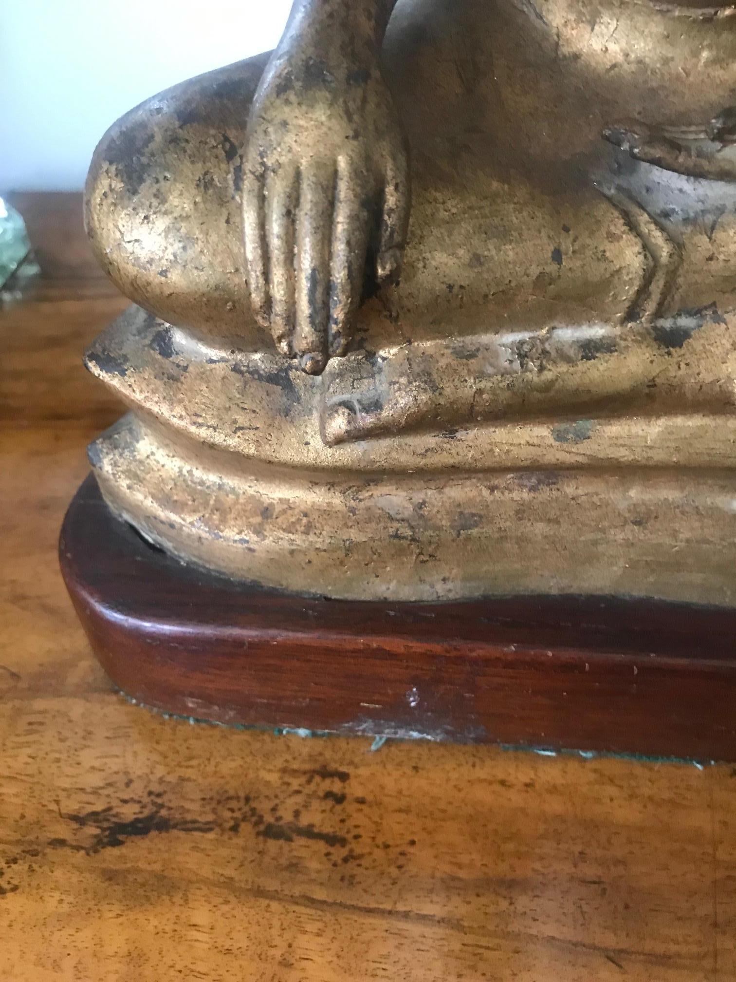 1970s French Gilded Metal Buddha Lamp For Sale 3