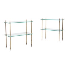 1970s French Glass Side Tables, A Pair