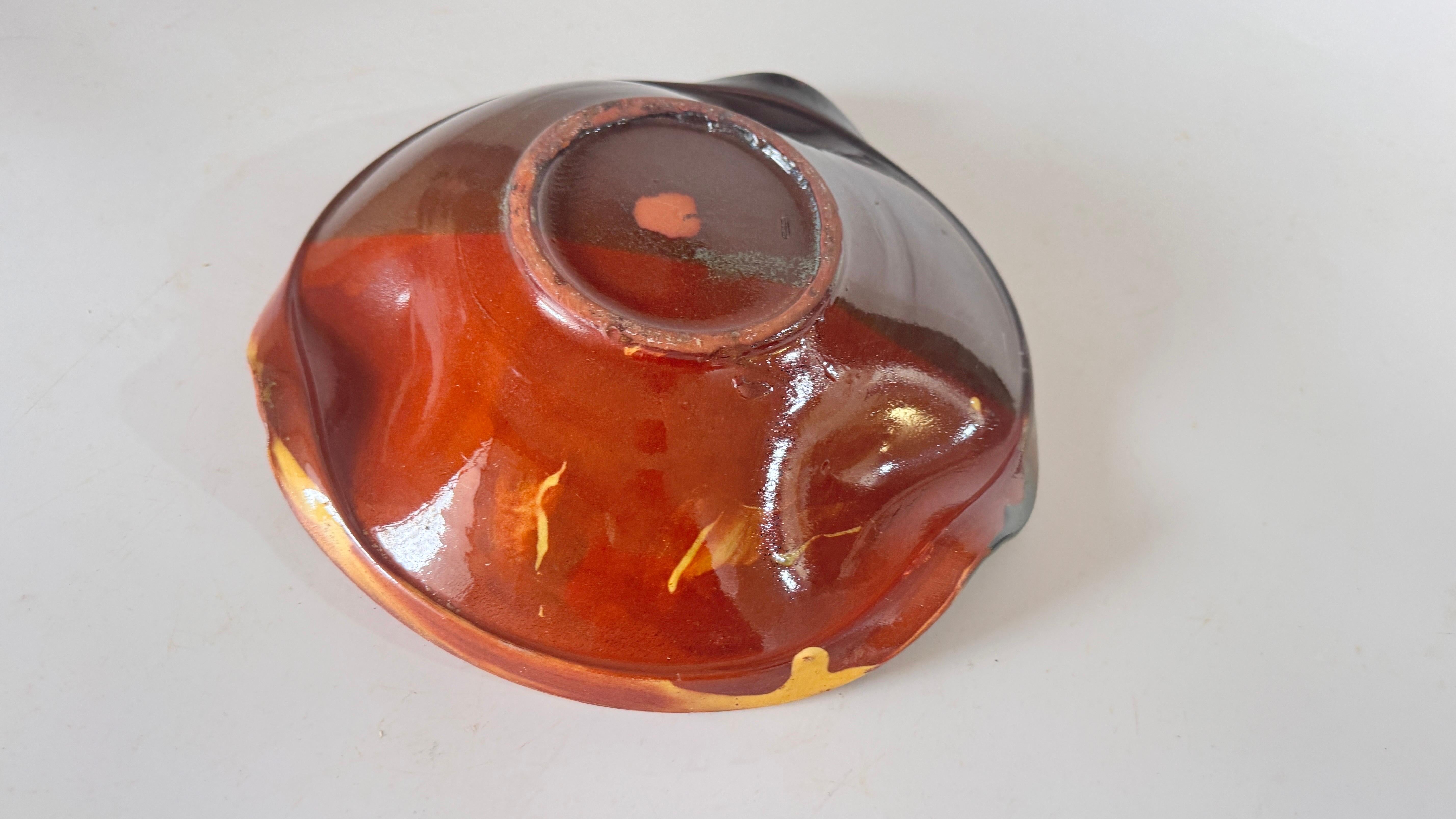 1970s French Glazed Pottery Platter with Bull Motif, Vibrant Southern Colors For Sale 9