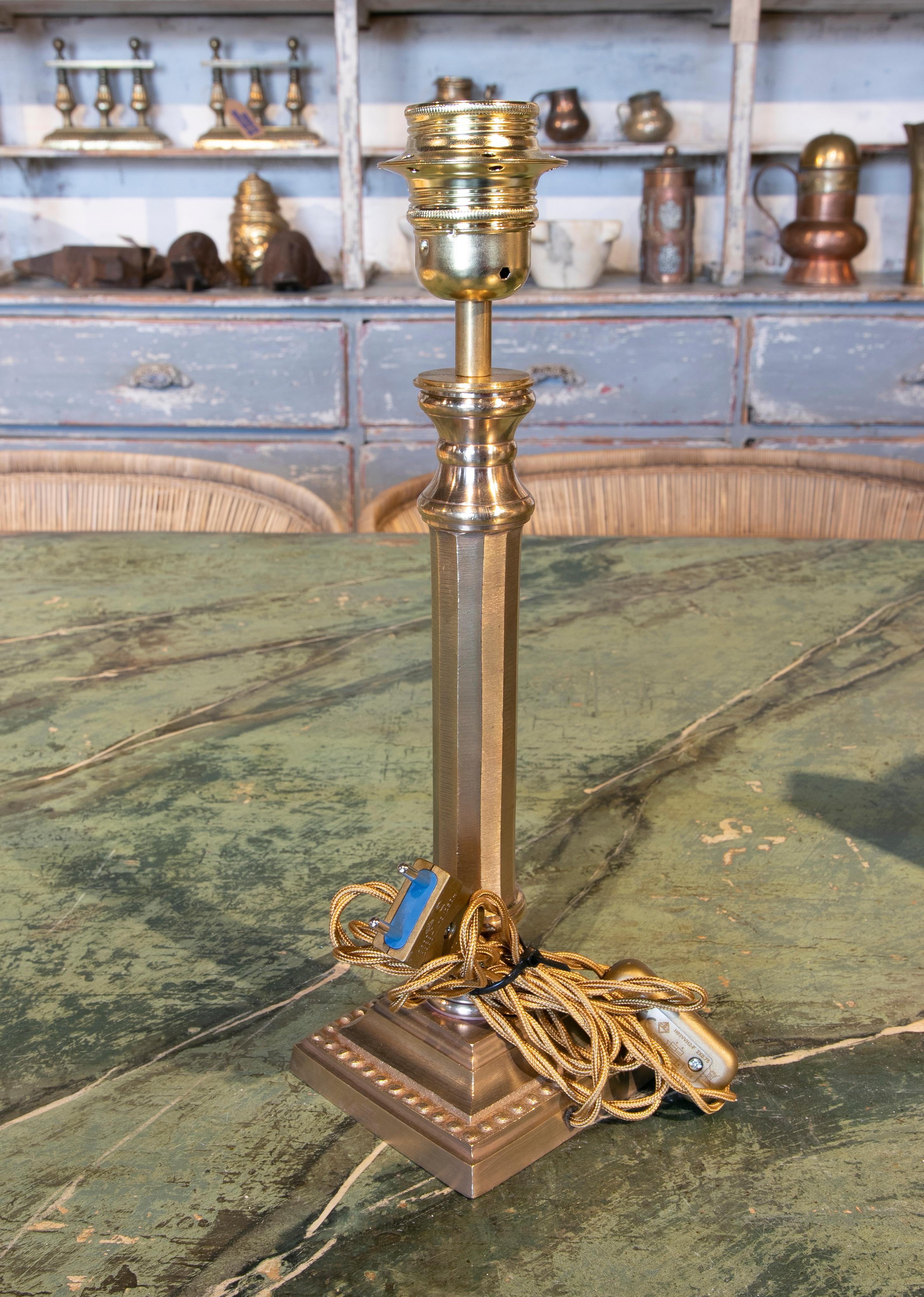 Late 20th Century 1970s French Golden Metal Table Lamp For Sale