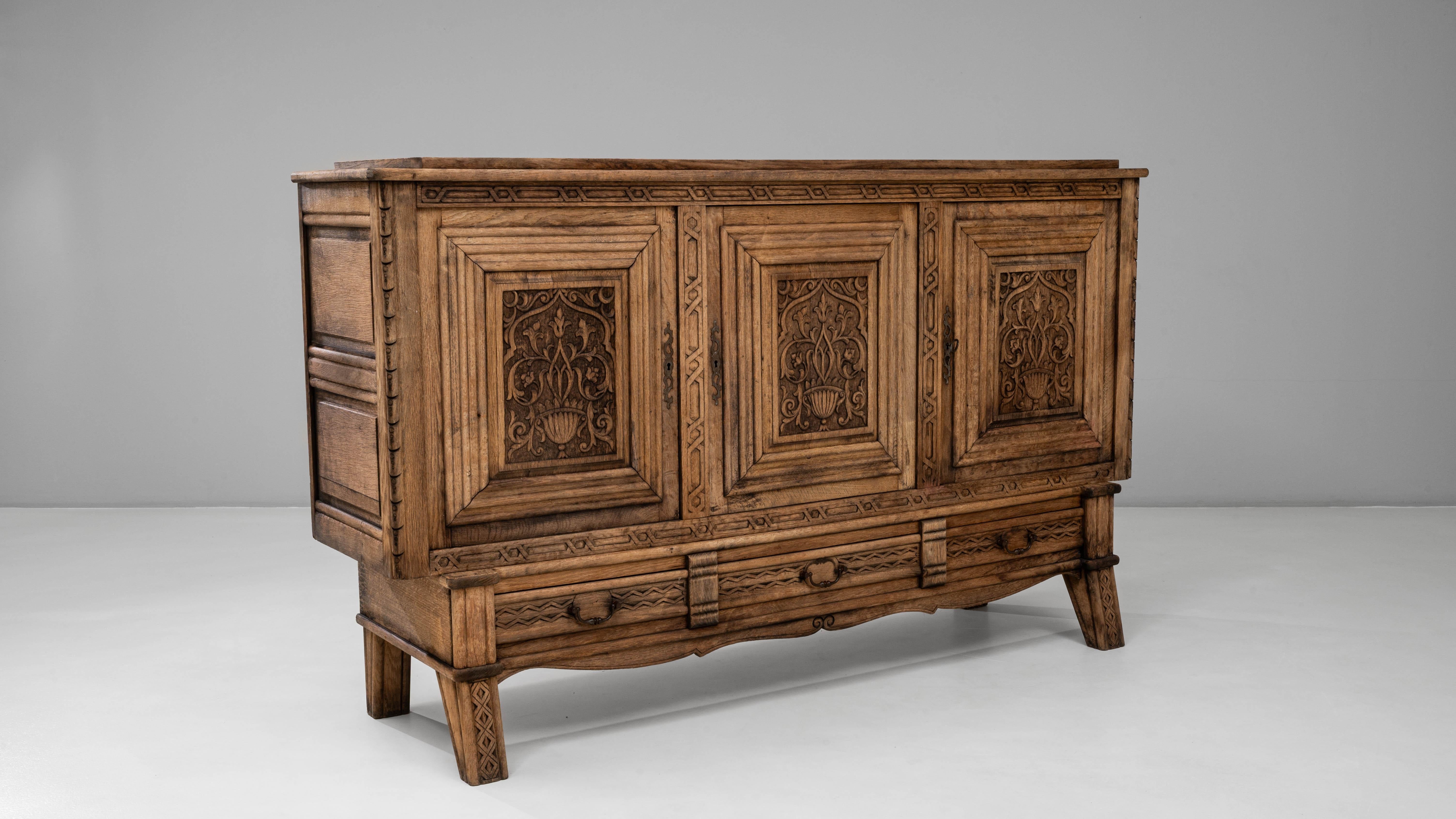 1970s French Gothic Revival Carved Oak Sideboard For Sale 6