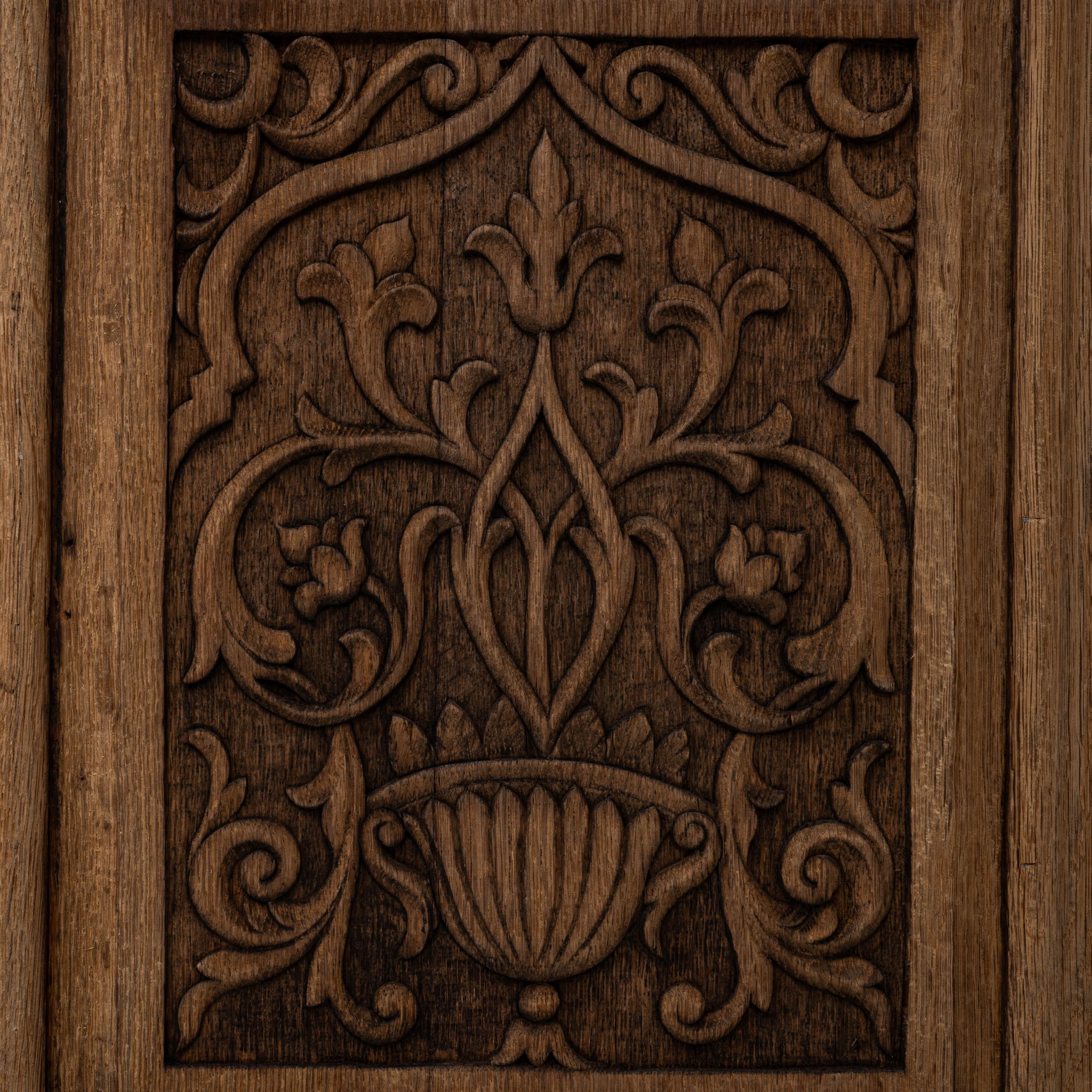 1970s French Gothic Revival Carved Oak Sideboard For Sale 8