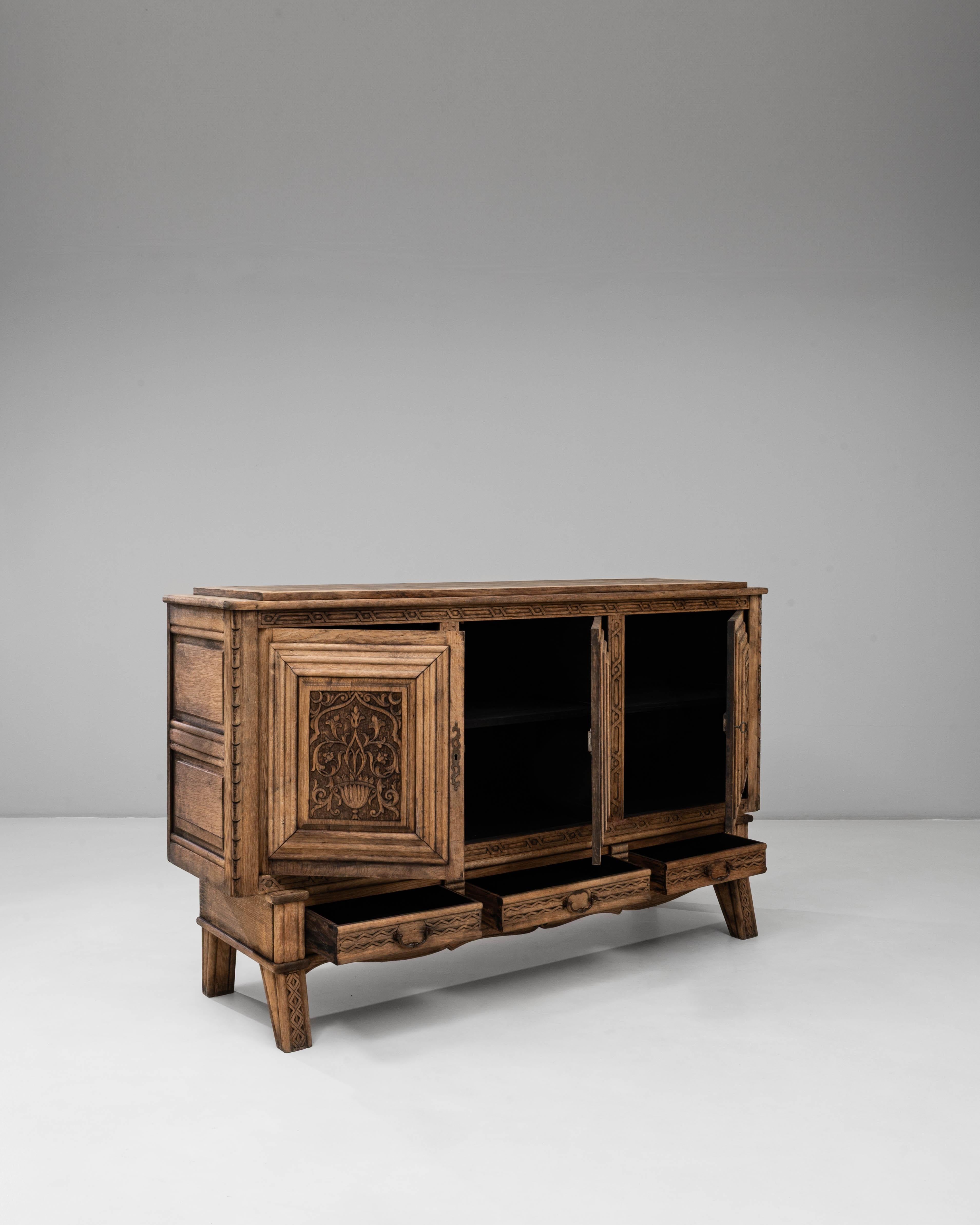 1970s French Gothic Revival Carved Oak Sideboard For Sale 3