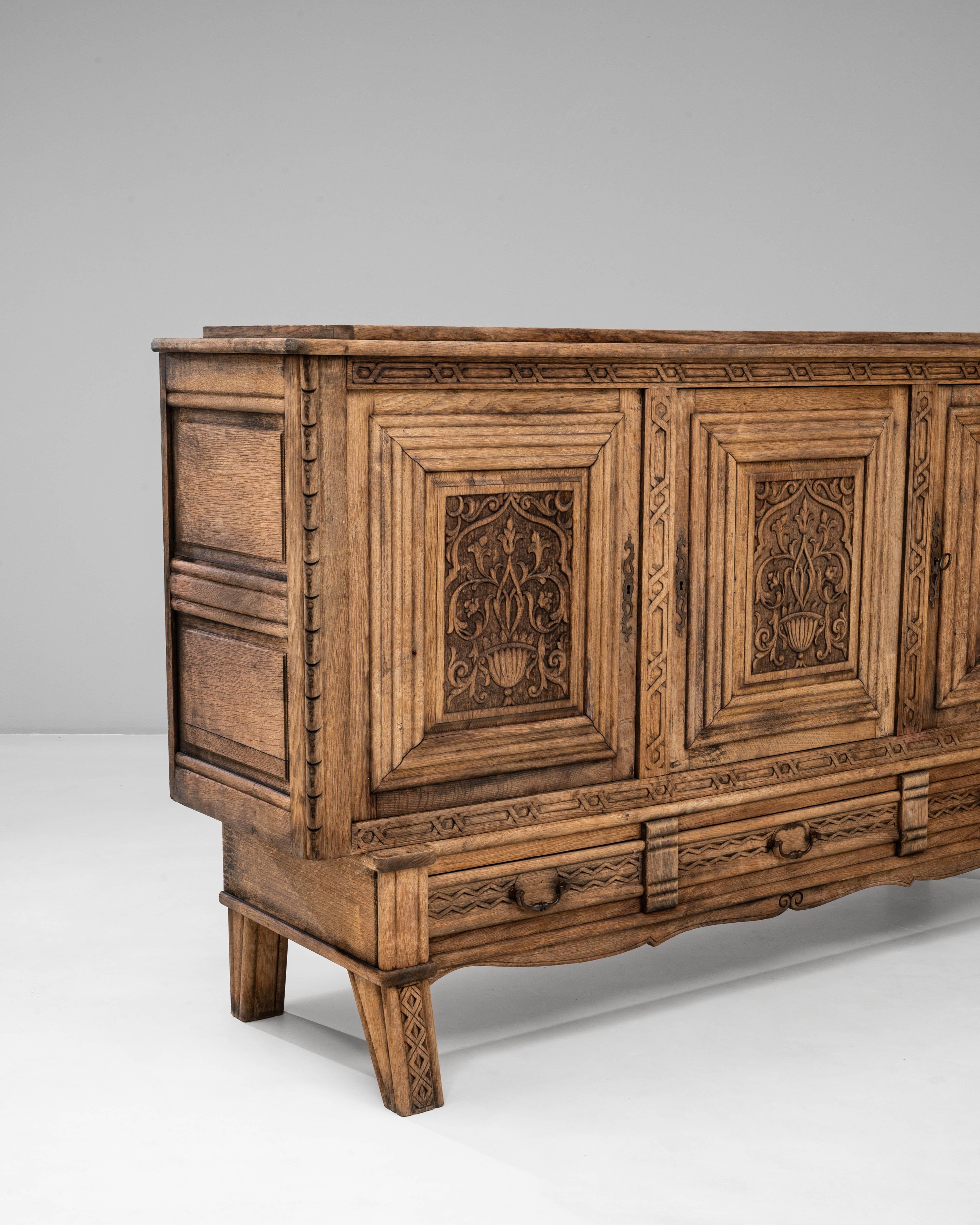 1970s French Gothic Revival Carved Oak Sideboard For Sale 5