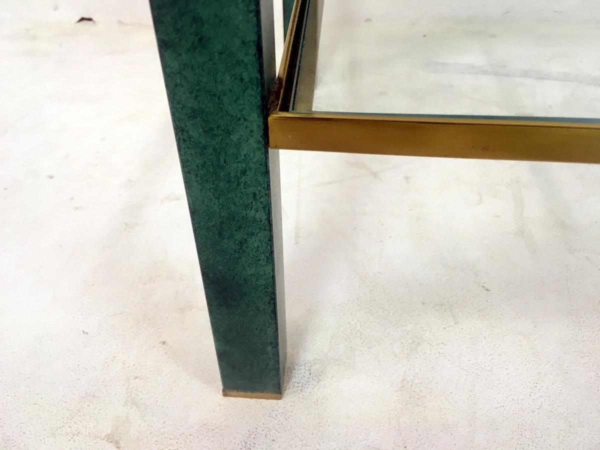 1970s French Green and Brass Console Table In Good Condition In London, London