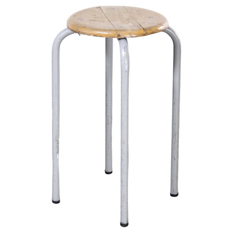 1970's French Grey Laboratory Stool at 1stDibs