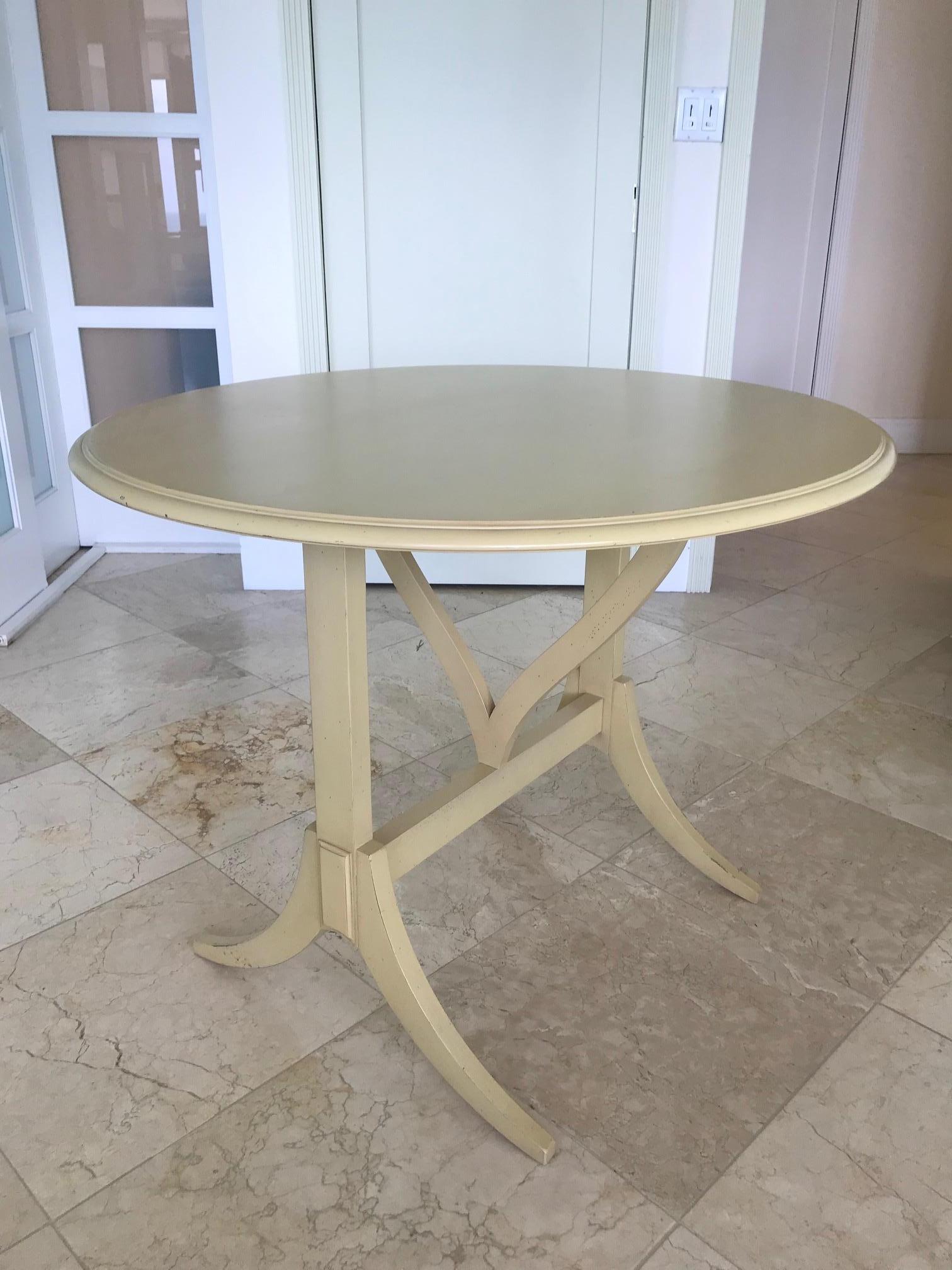 Gustavian 1970s French Hand Painted and Carved Tilt-Top Table by Grange