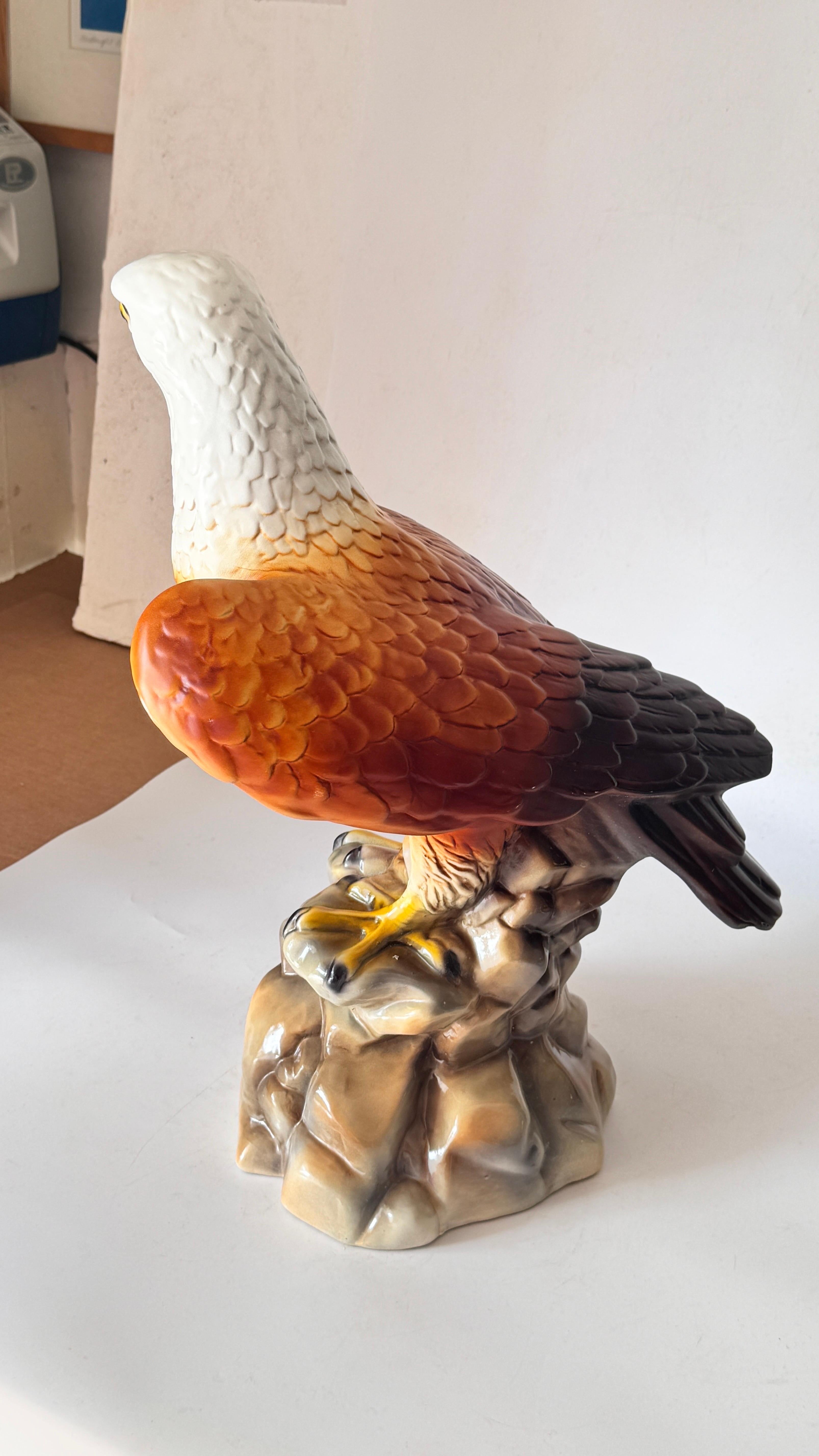 1970s French Hand-Painted Ceramic Eagle Sculpture Large-Scale Decor For Sale 6