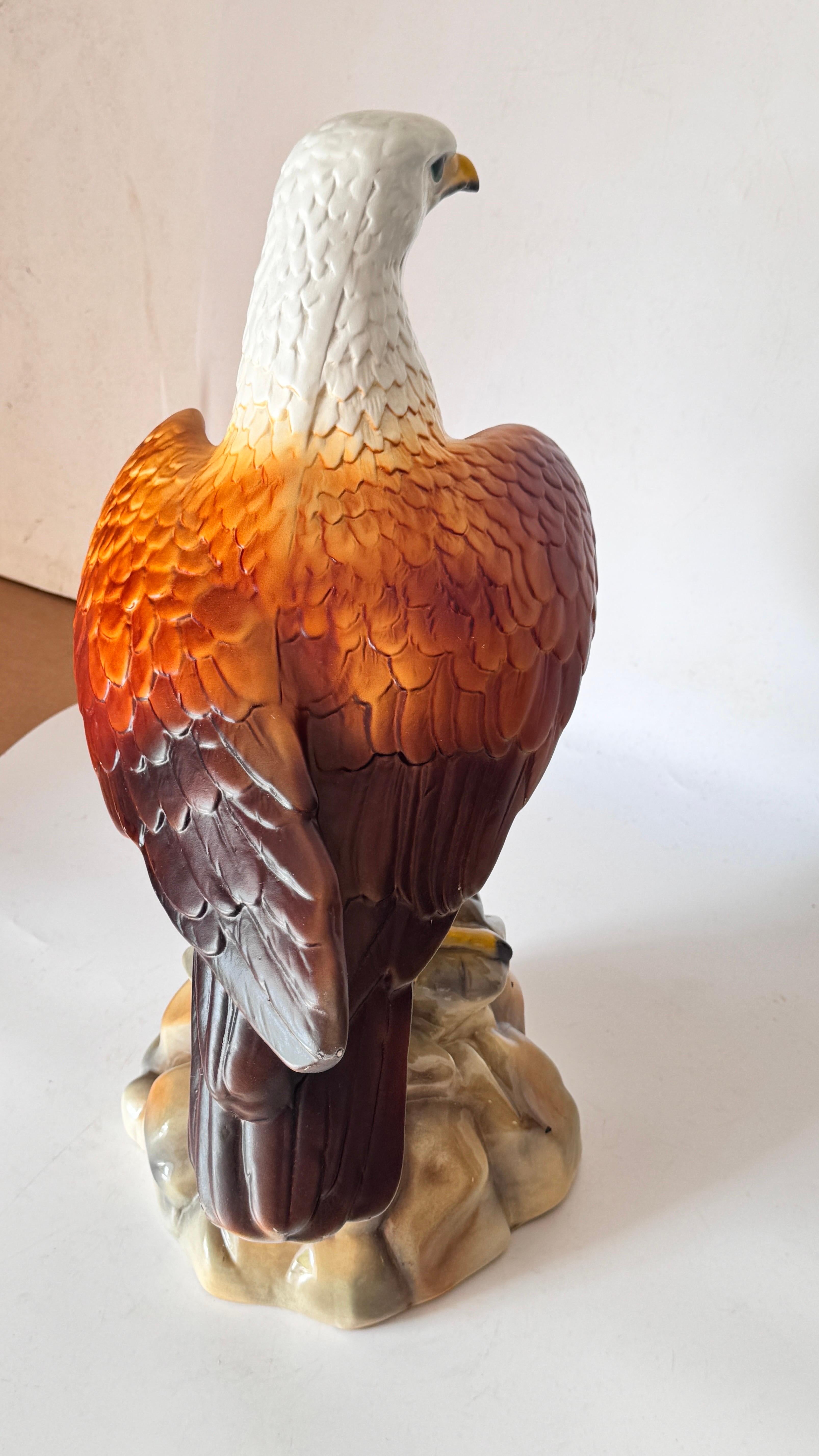 1970s French Hand-Painted Ceramic Eagle Sculpture Large-Scale Decor For Sale 7