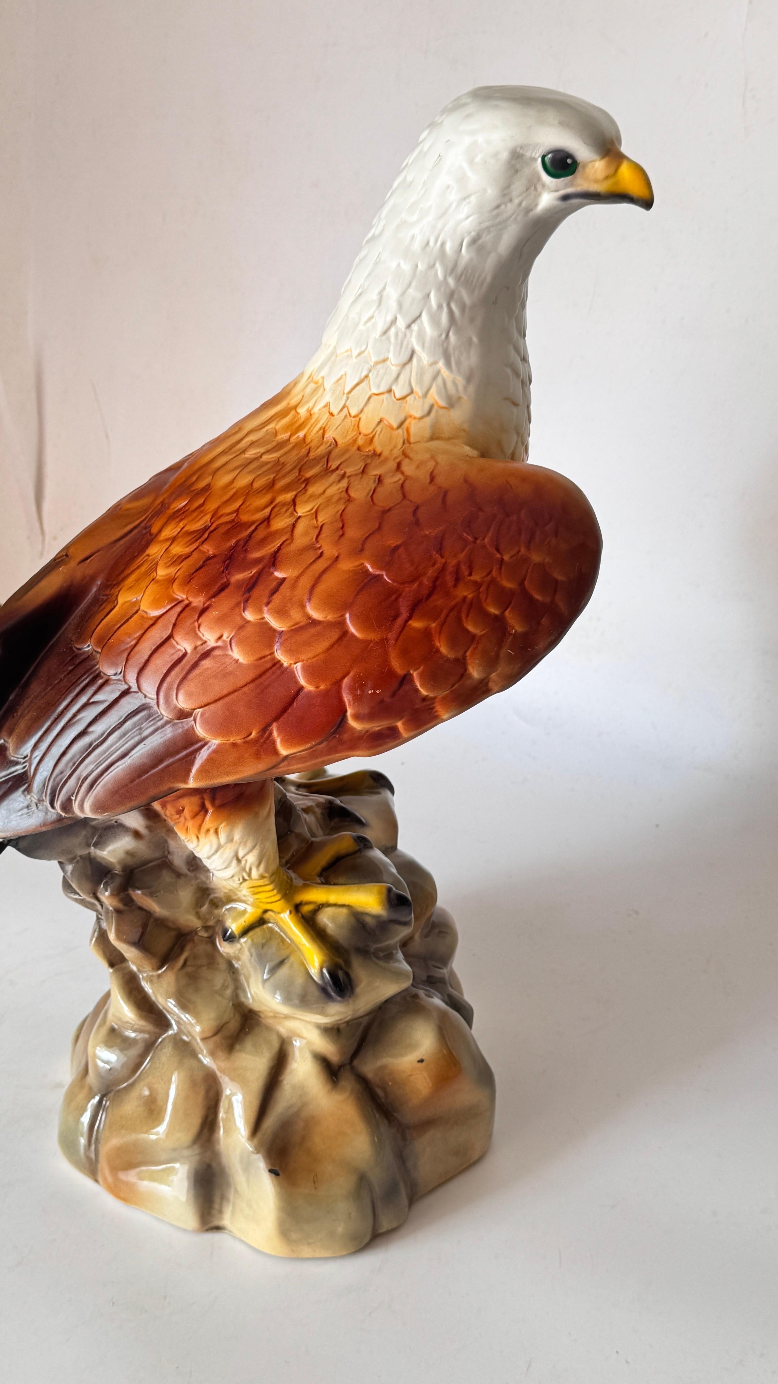 1970s French Hand-Painted Ceramic Eagle Sculpture Large-Scale Decor For Sale 8