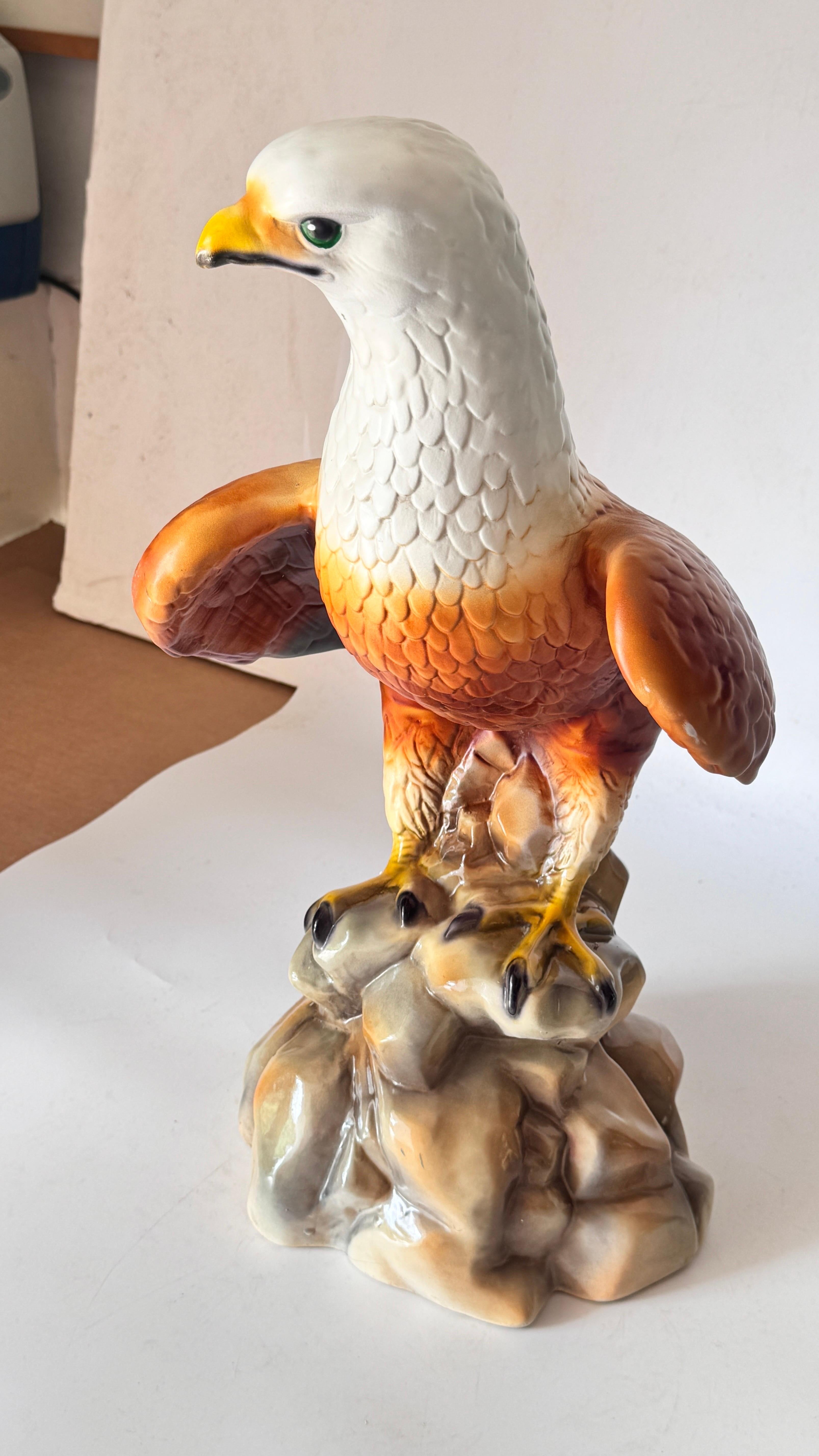 1970s French Hand-Painted Ceramic Eagle Sculpture Large-Scale Decor For Sale 9