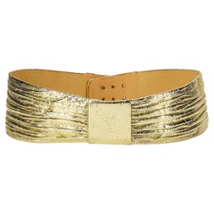 1970s French Haute Couture Gold Ruched Belt