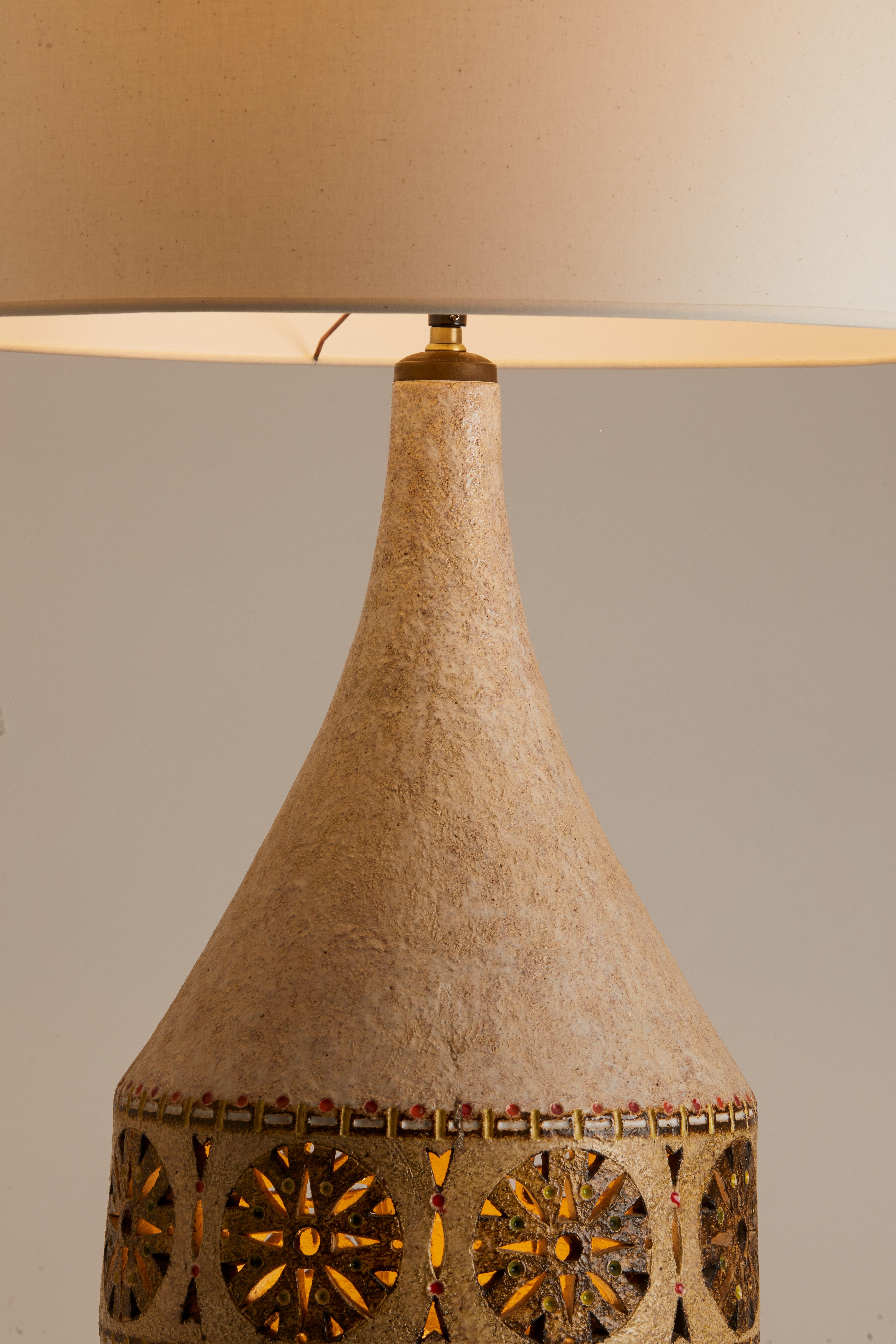 Late 20th Century 1970s French Huge Scale Raphael Giarusso Ceramic Lamp For Sale
