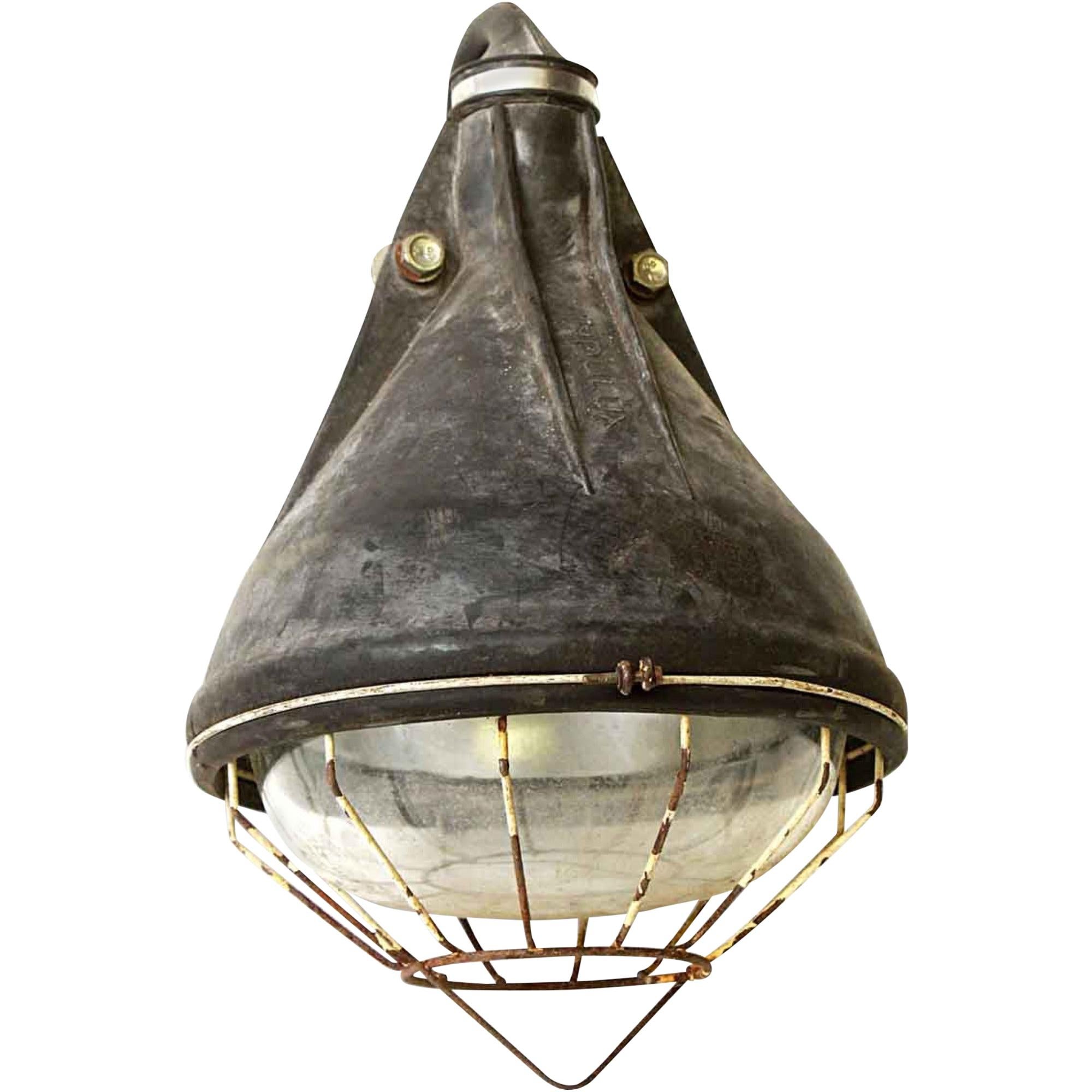 1970s French Industrial Light with Cage