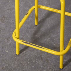 1970's French Industrial Yellow High Stools, Set of Four
