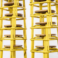 1970's French Industrial Yellow High Stools, Various Quantities Available