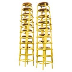 1970's French Industrial Yellow High Stools, Various Quantities Available