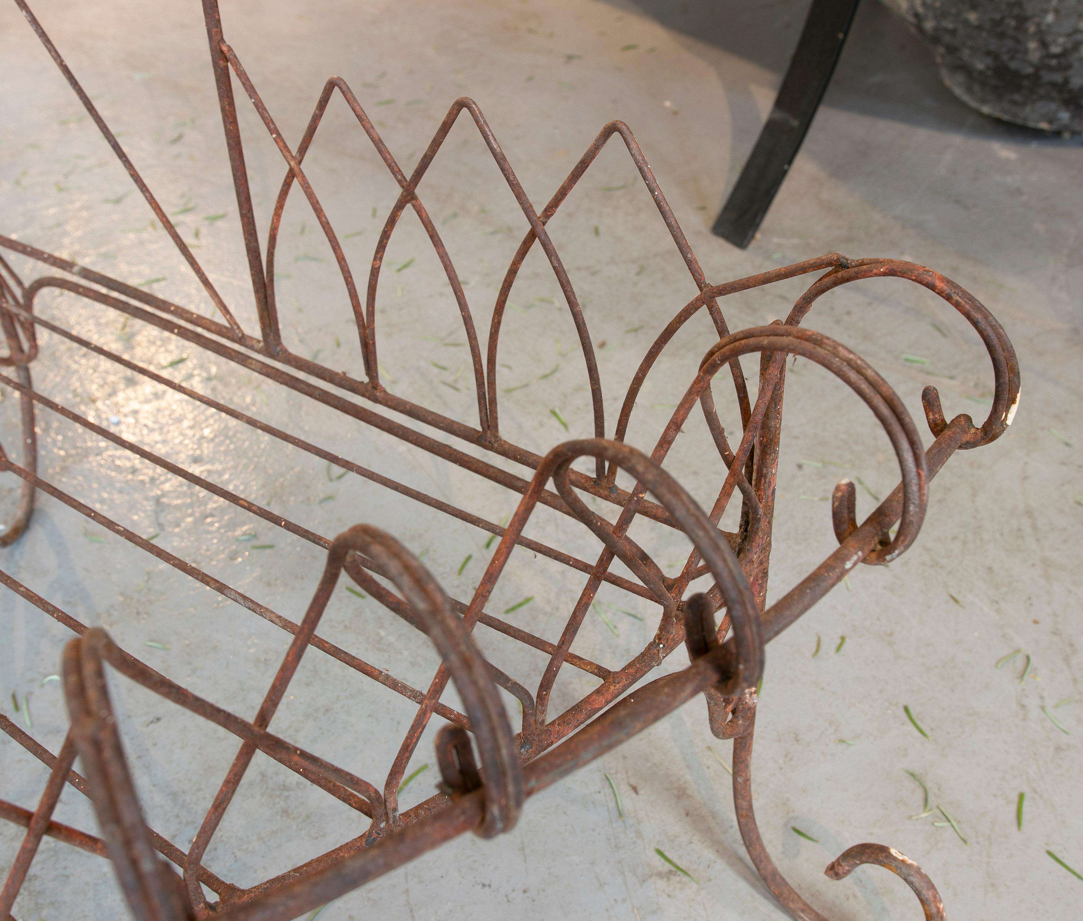 1970s French Iron 2-Tier Shelf Corner Pot Stand 8