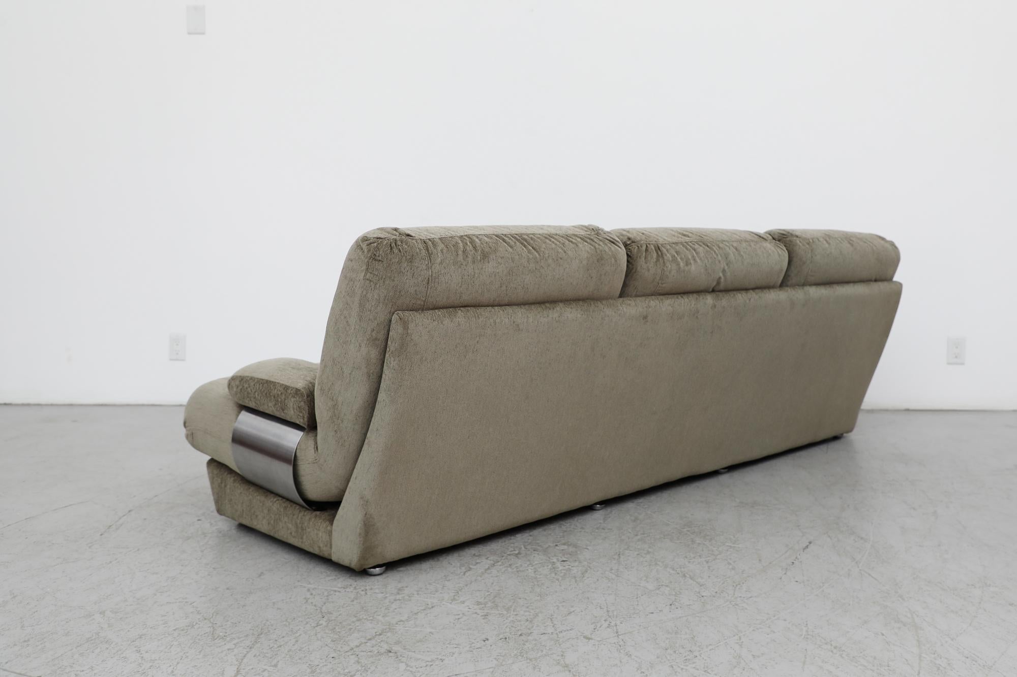 1970's French Jacques Charpentier (attr) Chenille Sofa In Good Condition For Sale In Los Angeles, CA