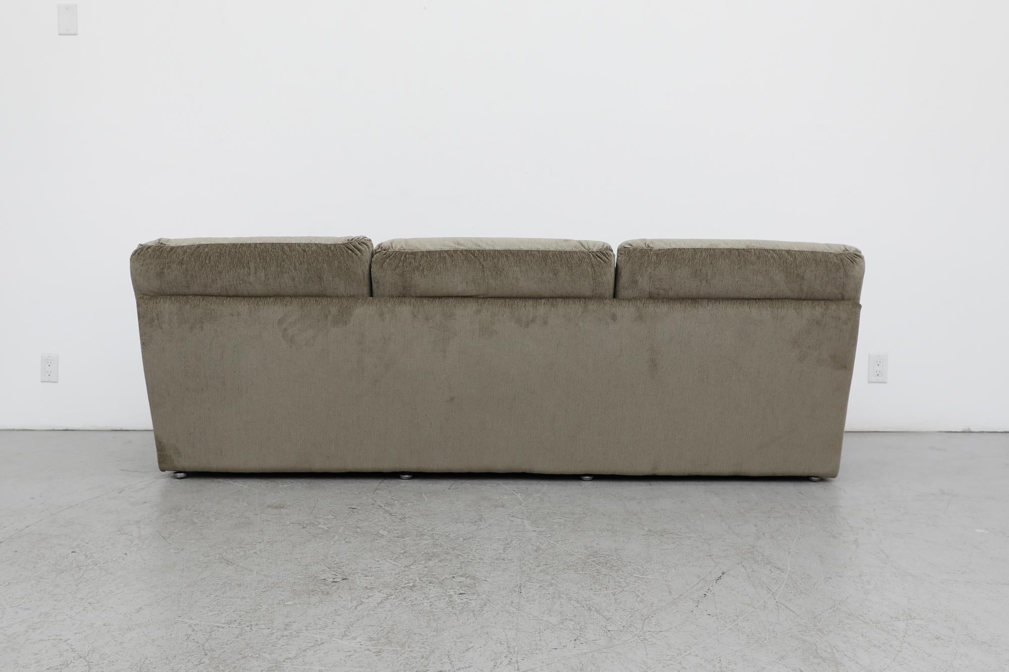 Late 20th Century 1970's French Jacques Charpentier (attr) Chenille Sofa For Sale