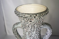 1970s French Large Ceramic Volcanic Pottery Vase with Handles