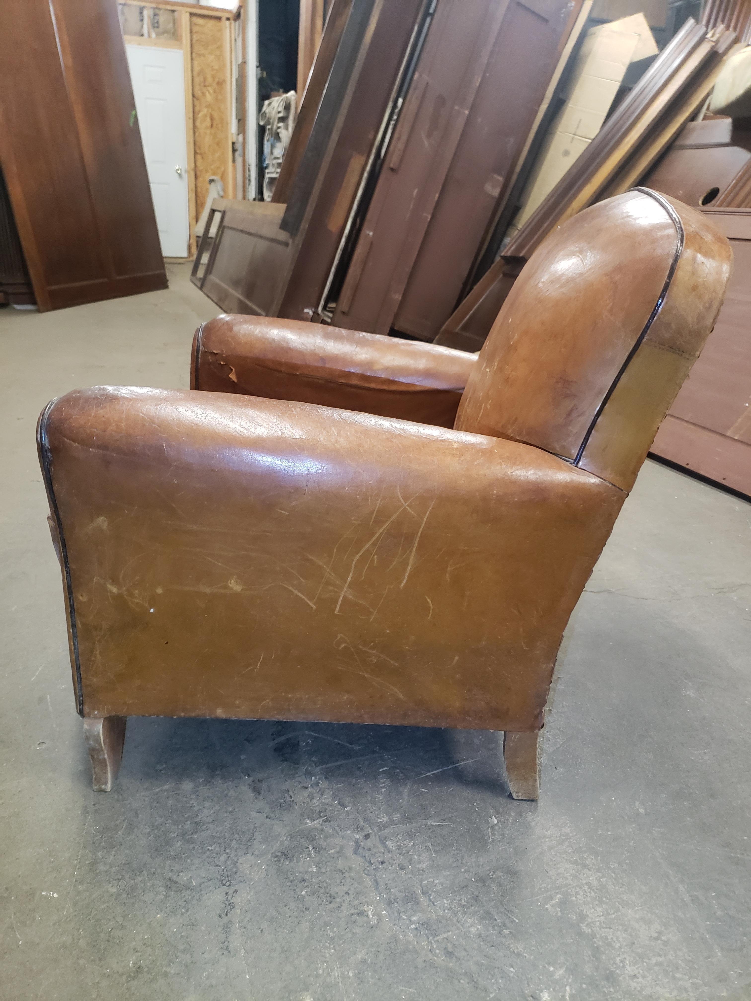 1970s French Leather Vintage Club Chair 6
