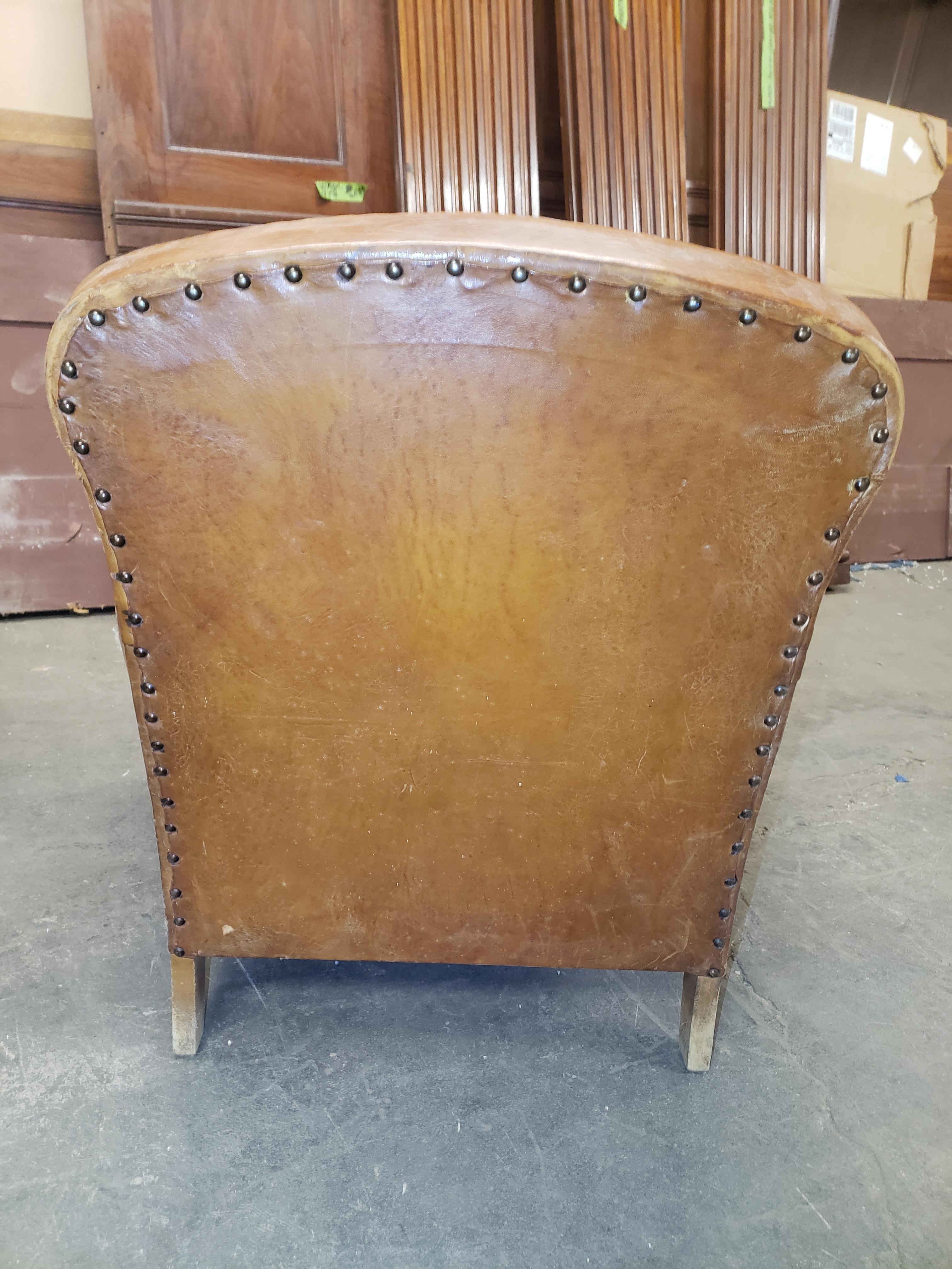 1970s French Leather Vintage Club Chair 7