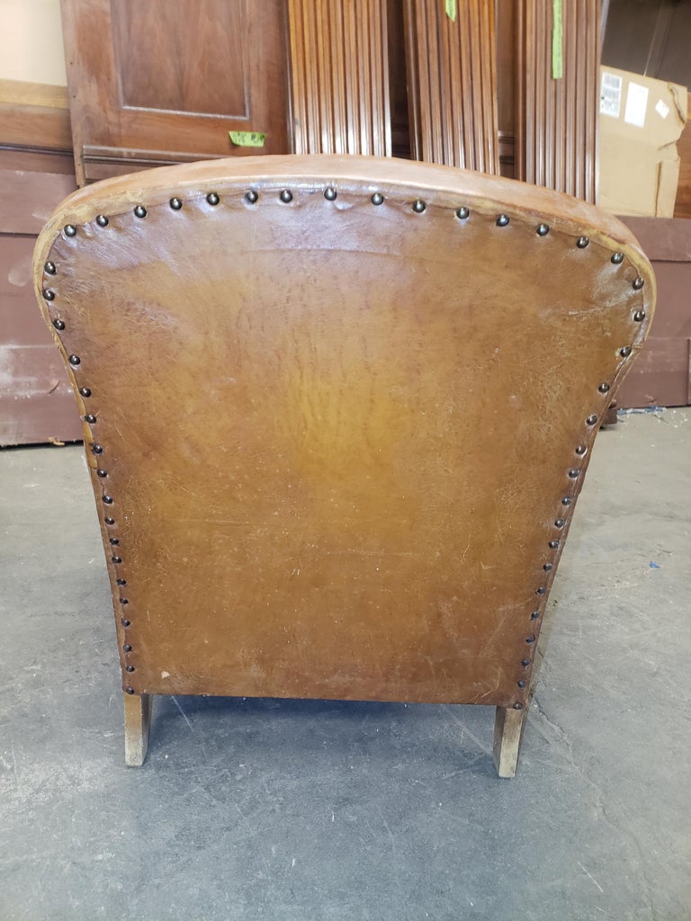 1970s French Leather Vintage Club Chair For Sale at 1stDibs french